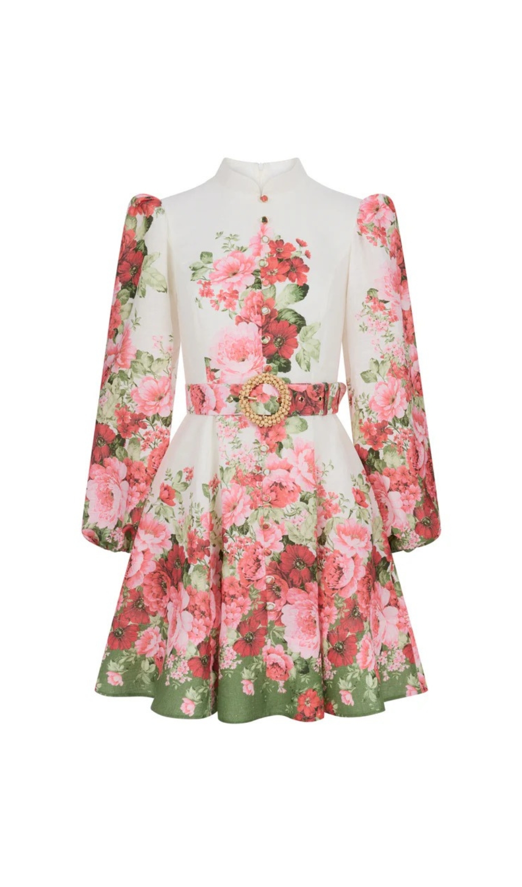 TRENDING MANDARIN COLLAR FLORAL MINI DRESS - OWNCI