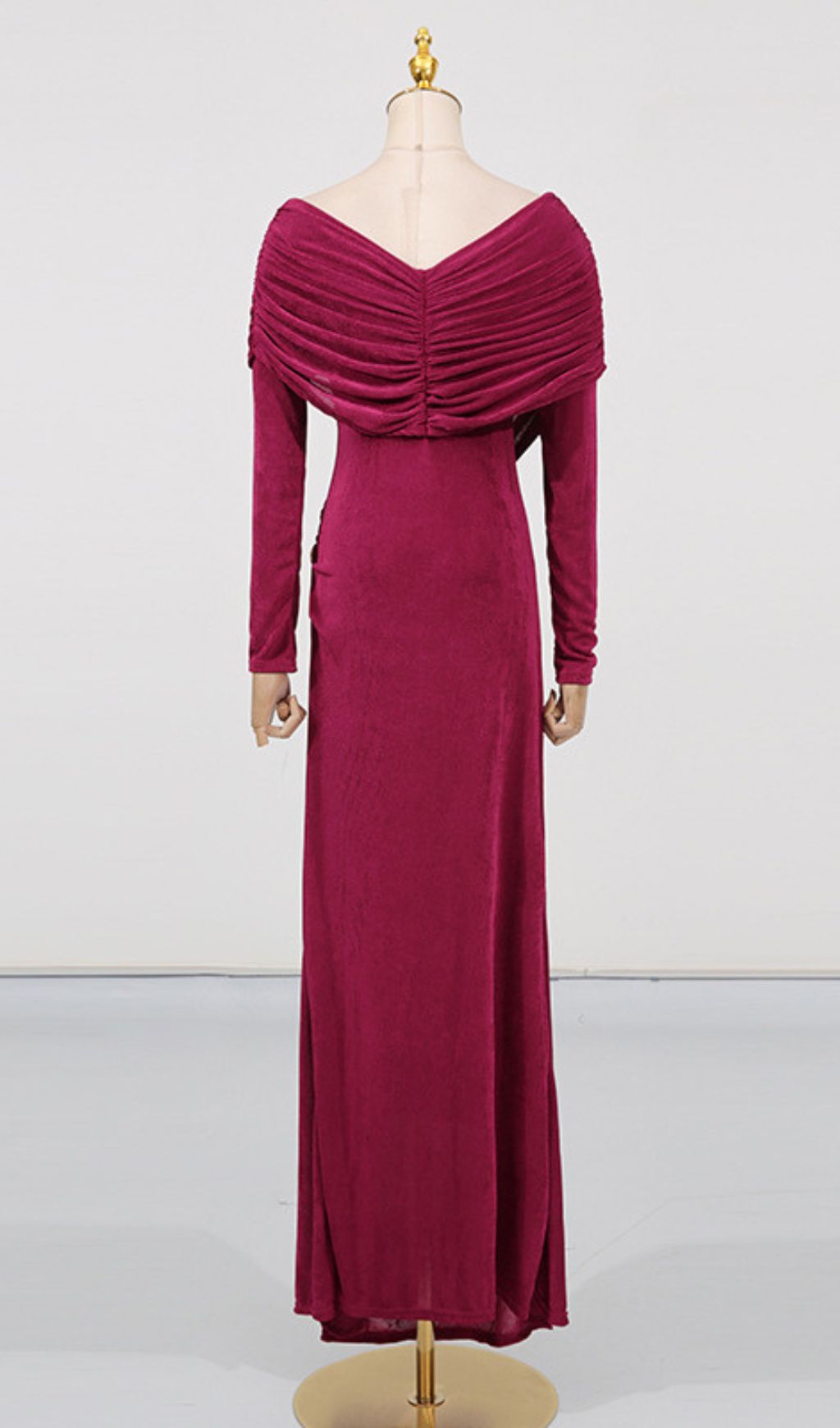 06b0be5f0f89a24055a4162d2c1e7a69.jpg Fashionslee Women Goldy Ruched Long Sleeve Maxi Dress