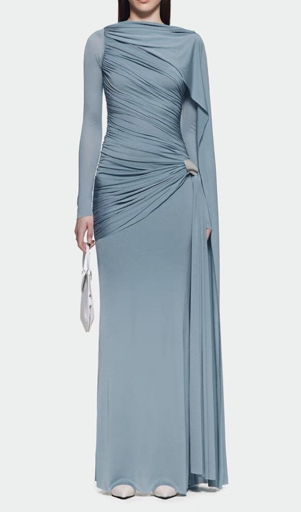 Fashionslee Women Hanayo Ruched Long Sleeve Maxi Dress
