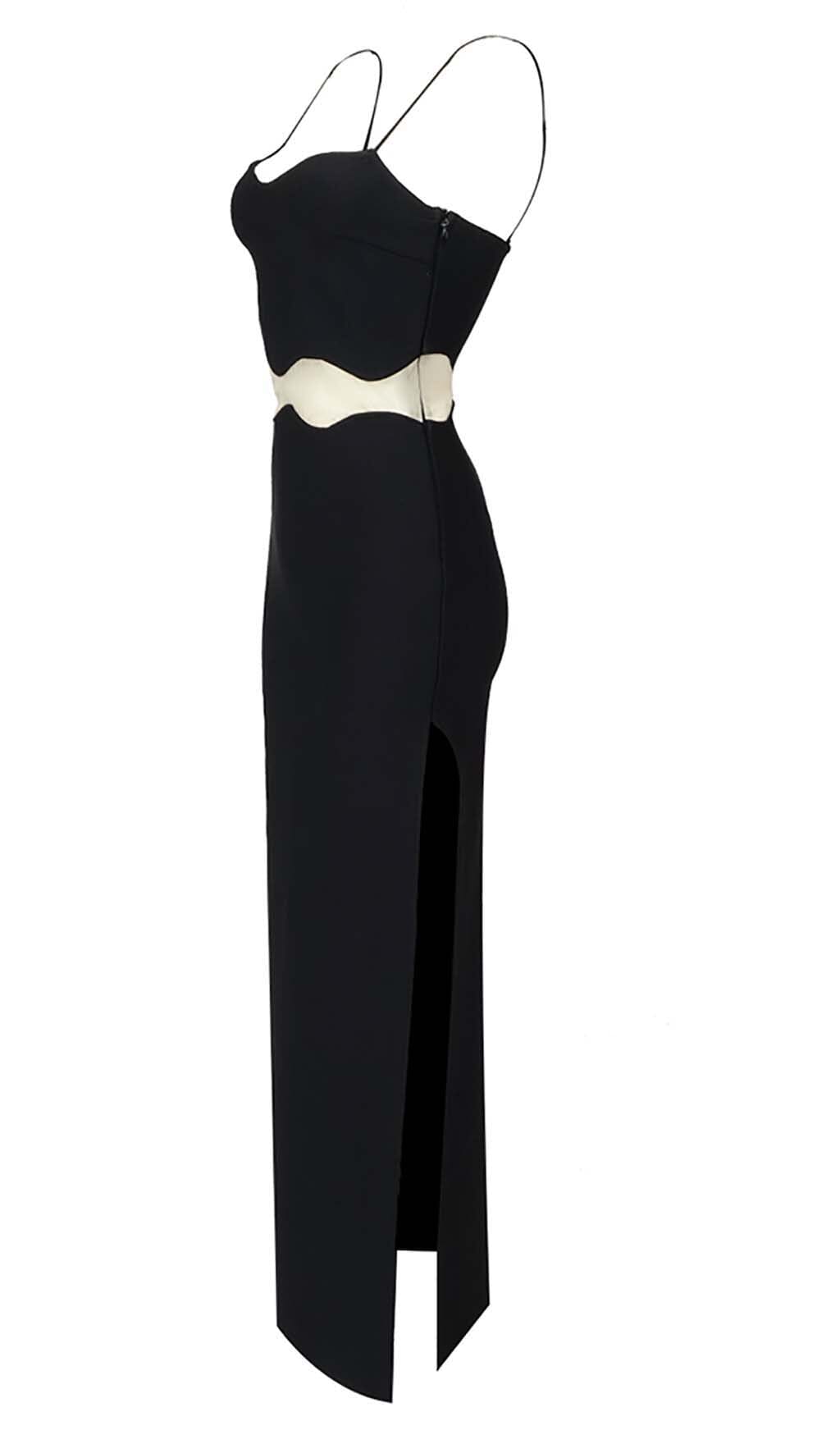 06ee2604418595b3251de658e0c7d551.jpeg Fashionslee Women Scalloped Mesh Insert Maxi Dress In Black