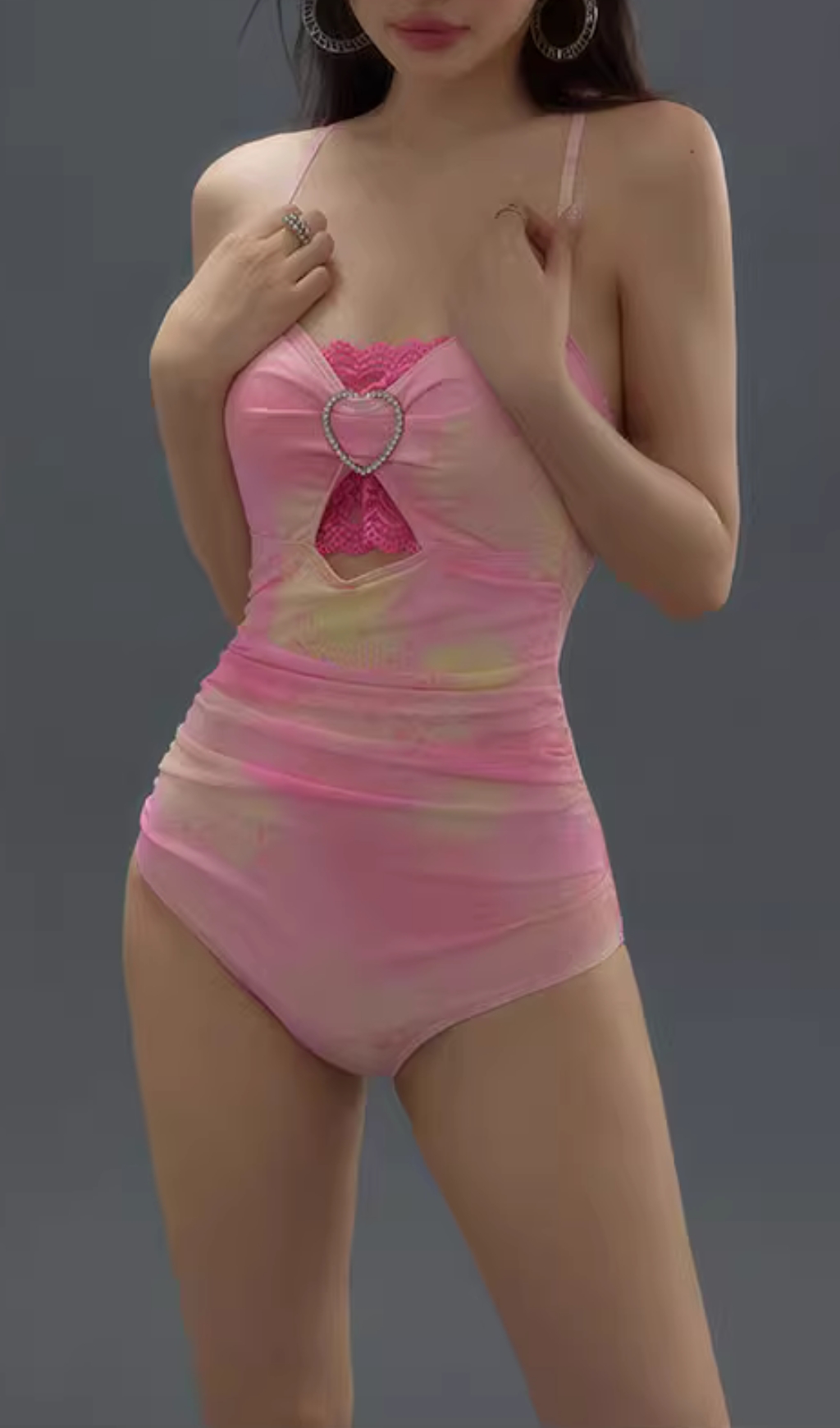 Fashionslee Women Duy Pink One-Piece Swimsuit