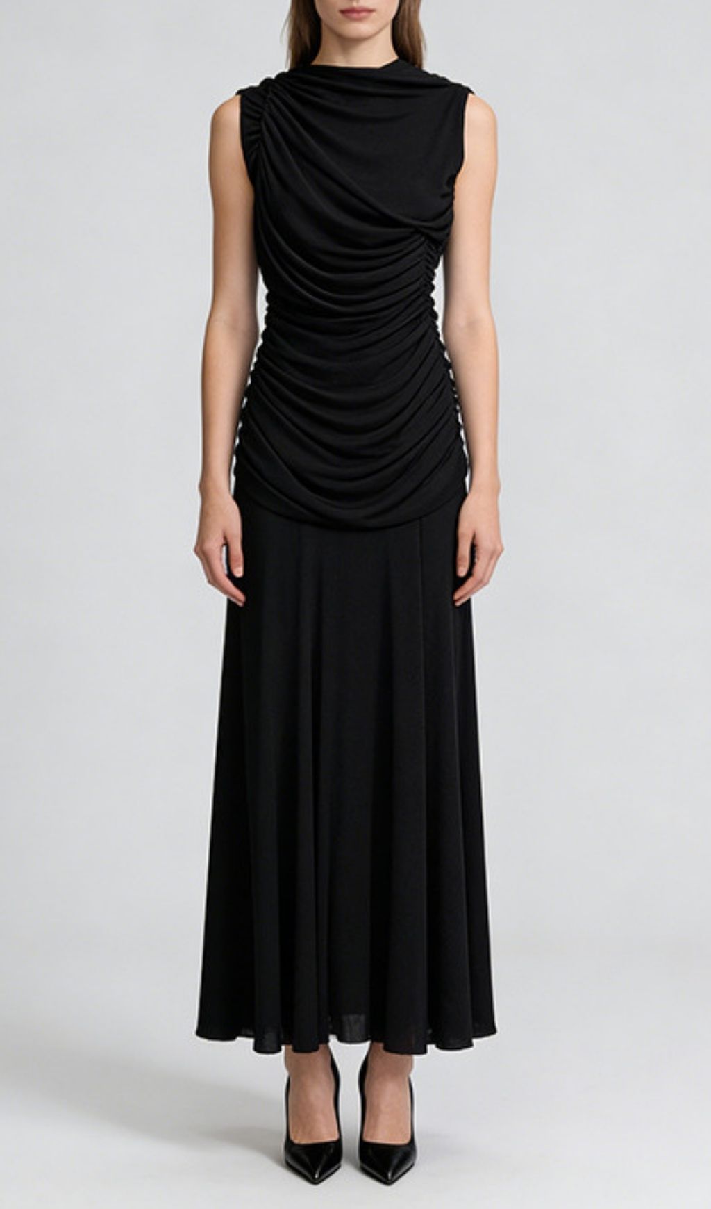 Fashionslee Women Kanani Sleeveless Ruched Maxi Dress