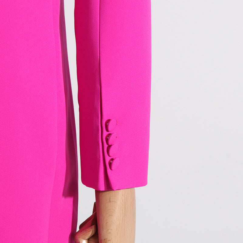 Fashionslee Women Adara Rhinestone Coat In Hot Pink
