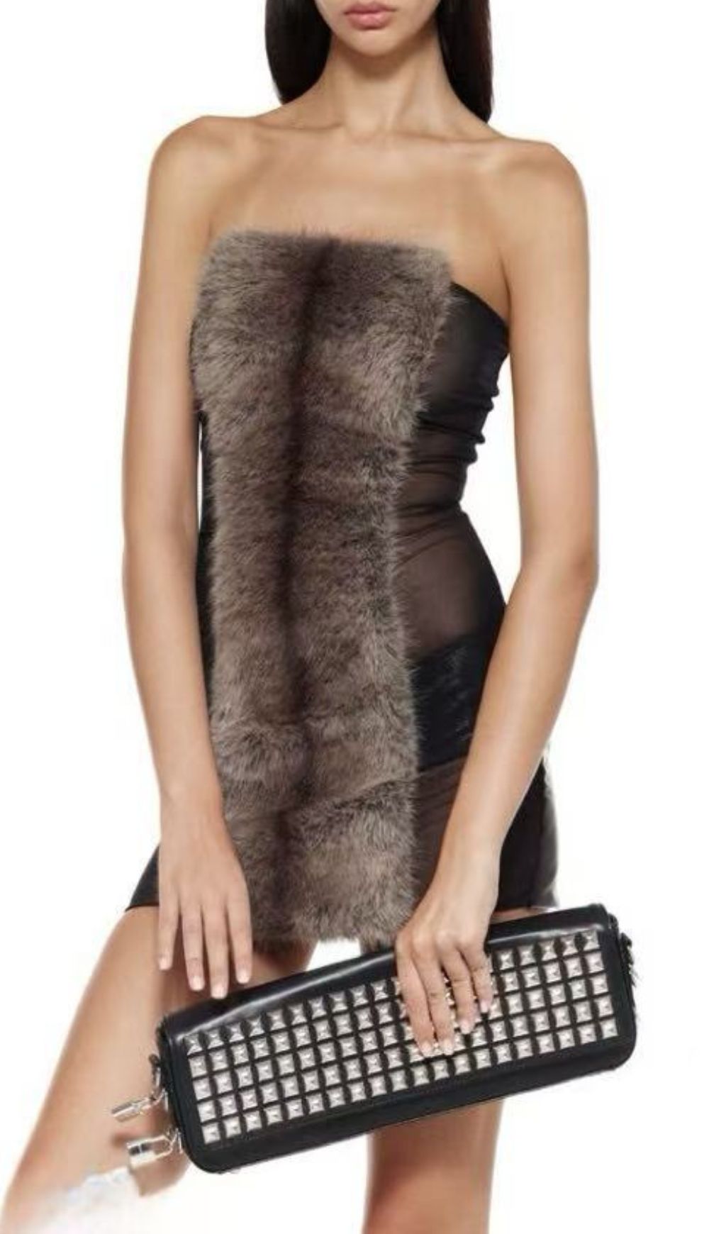 Fashionslee Women Inza Strapless Faux Fur Mini Dress