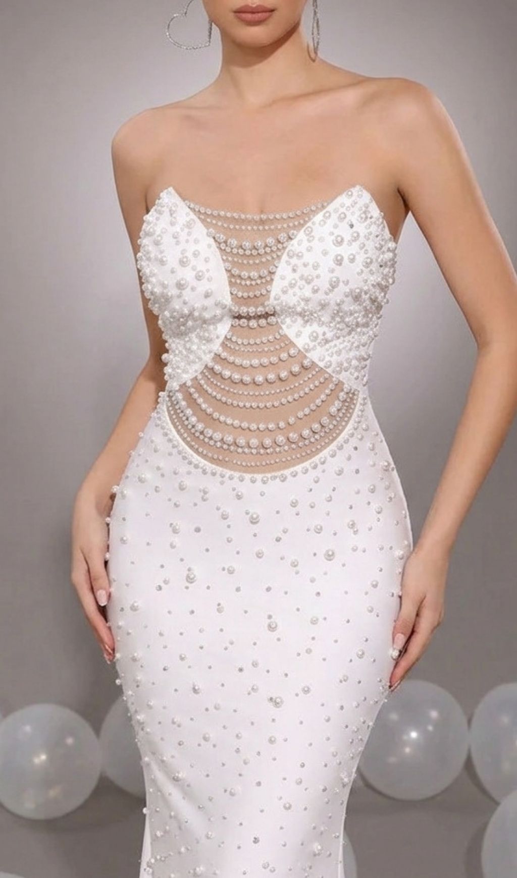 082d84965206f3fb5677b22a5e09d467.jpg Fashionslee Women Kenda White Strapless Beaded Maxi Bandage Dress