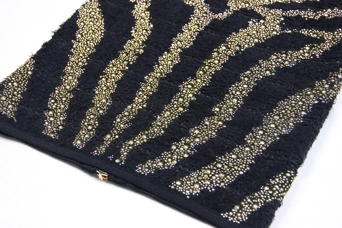 RHINESTONE VIRAL KNIT MIDI SKIRT - OWNCI
