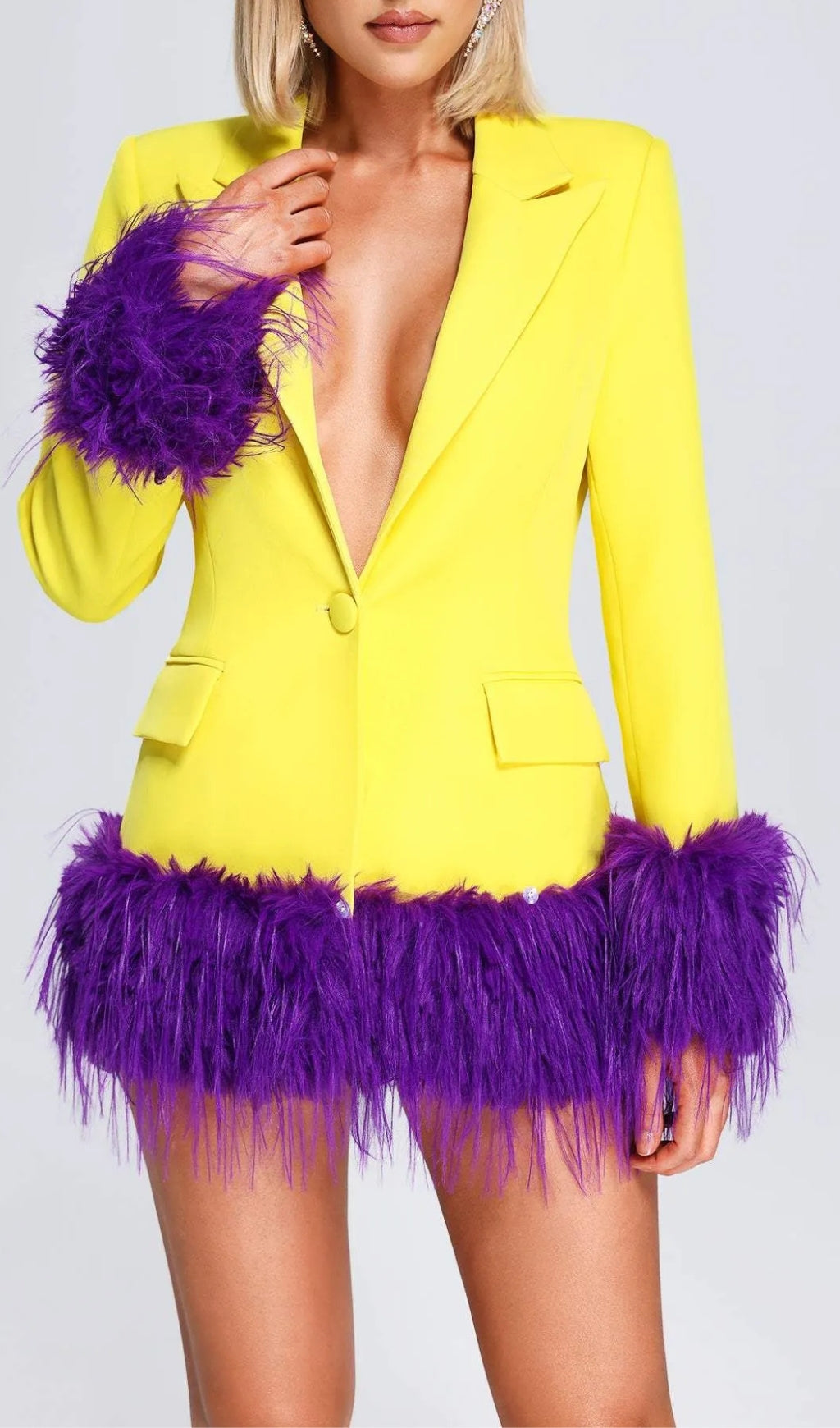 VINTAGE FEATHER BLAZER DRESS – TRENDING AESTHETIC - OWNCI