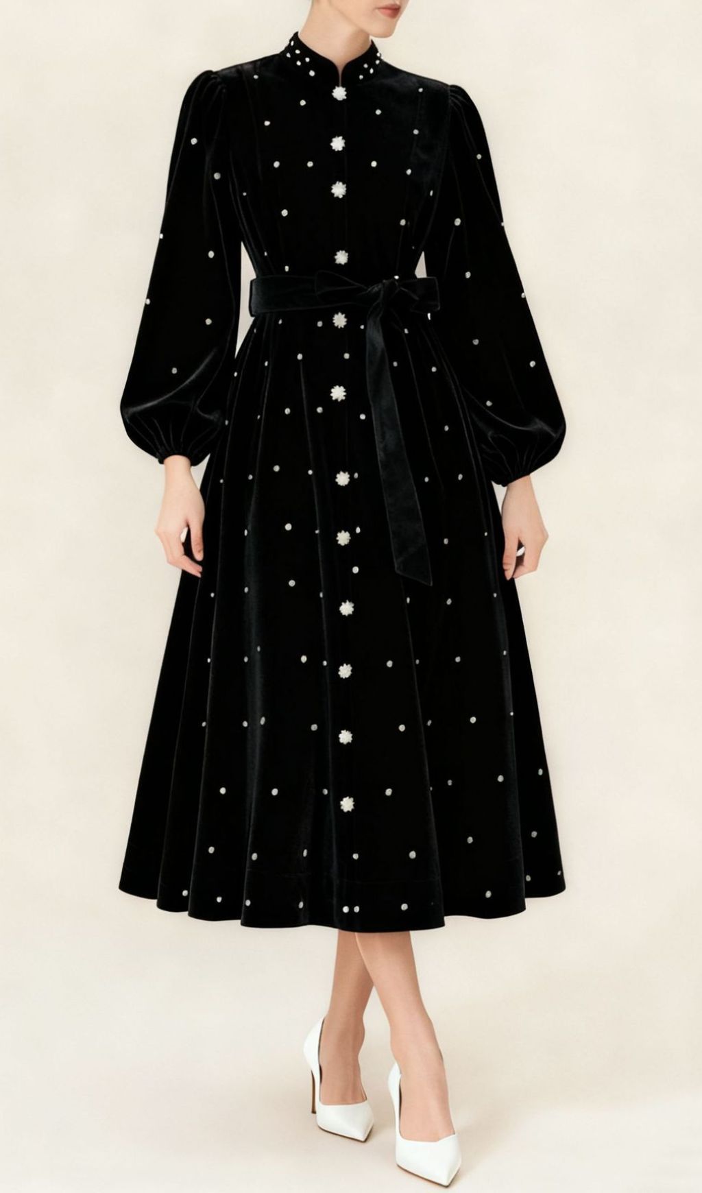 Fashionslee Women Iwalani Velvet Long Sleeve Midi Dress