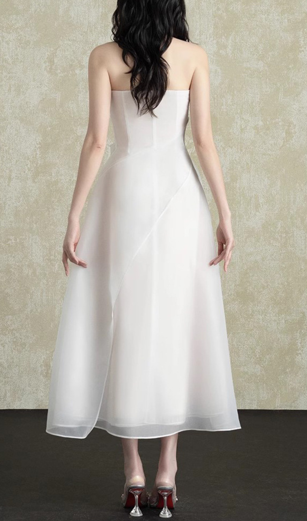 Fashionslee Women Helki White Strapless Midi Dress