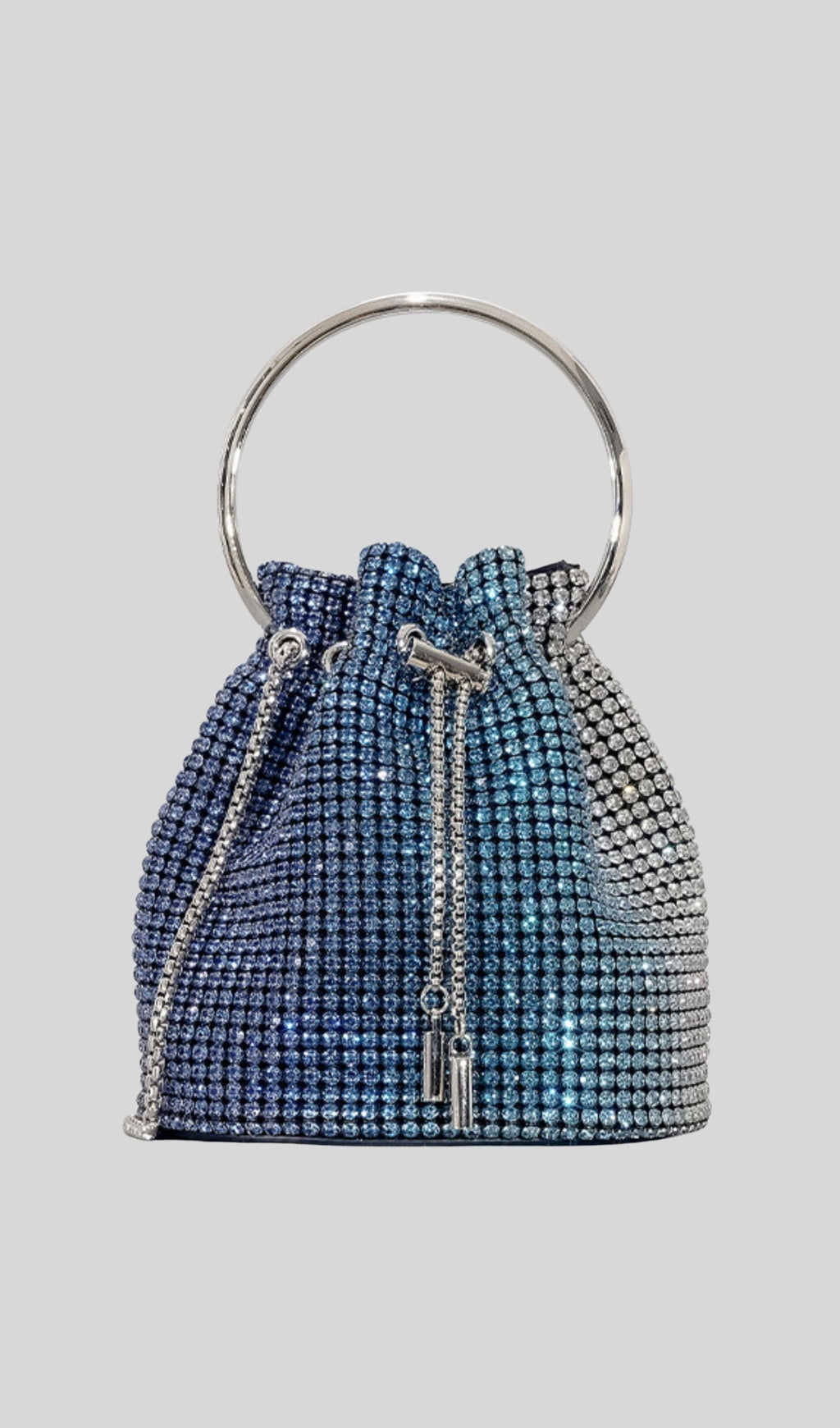 Fashionslee Women Rhinestone Bucket Bag In Blue