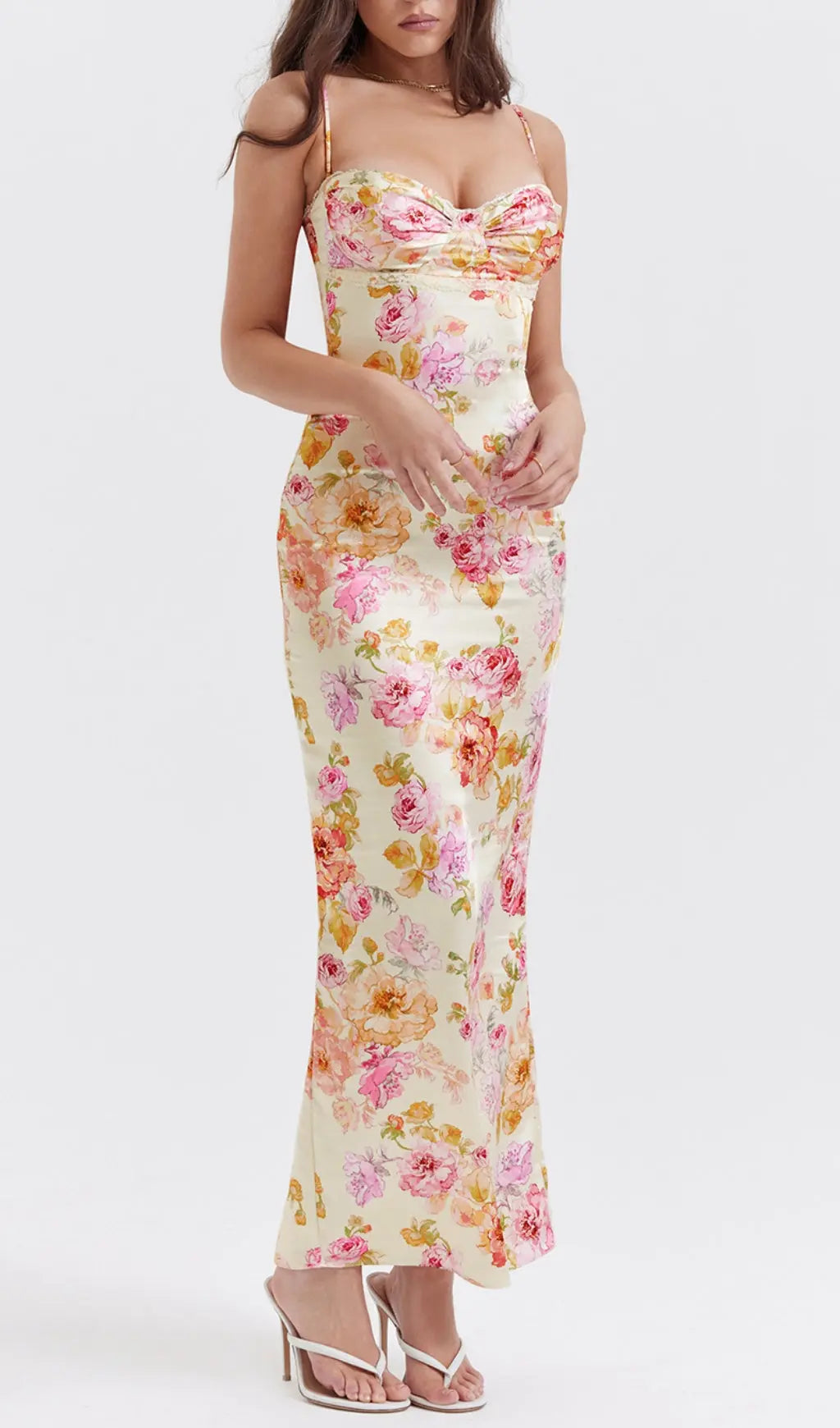 08f3c5e345c541d93a5cd8a776a82f31.jpeg Fashionslee Women Ivory Floral Maxi Dress