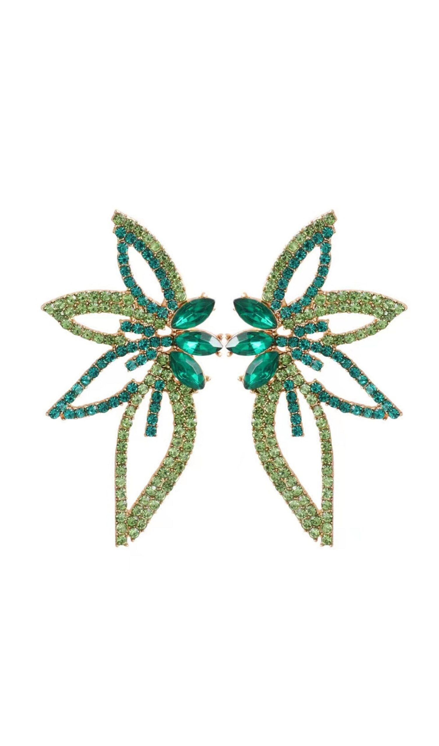 Fashionslee Women Anastacia Green Crystal Flower Earrings
