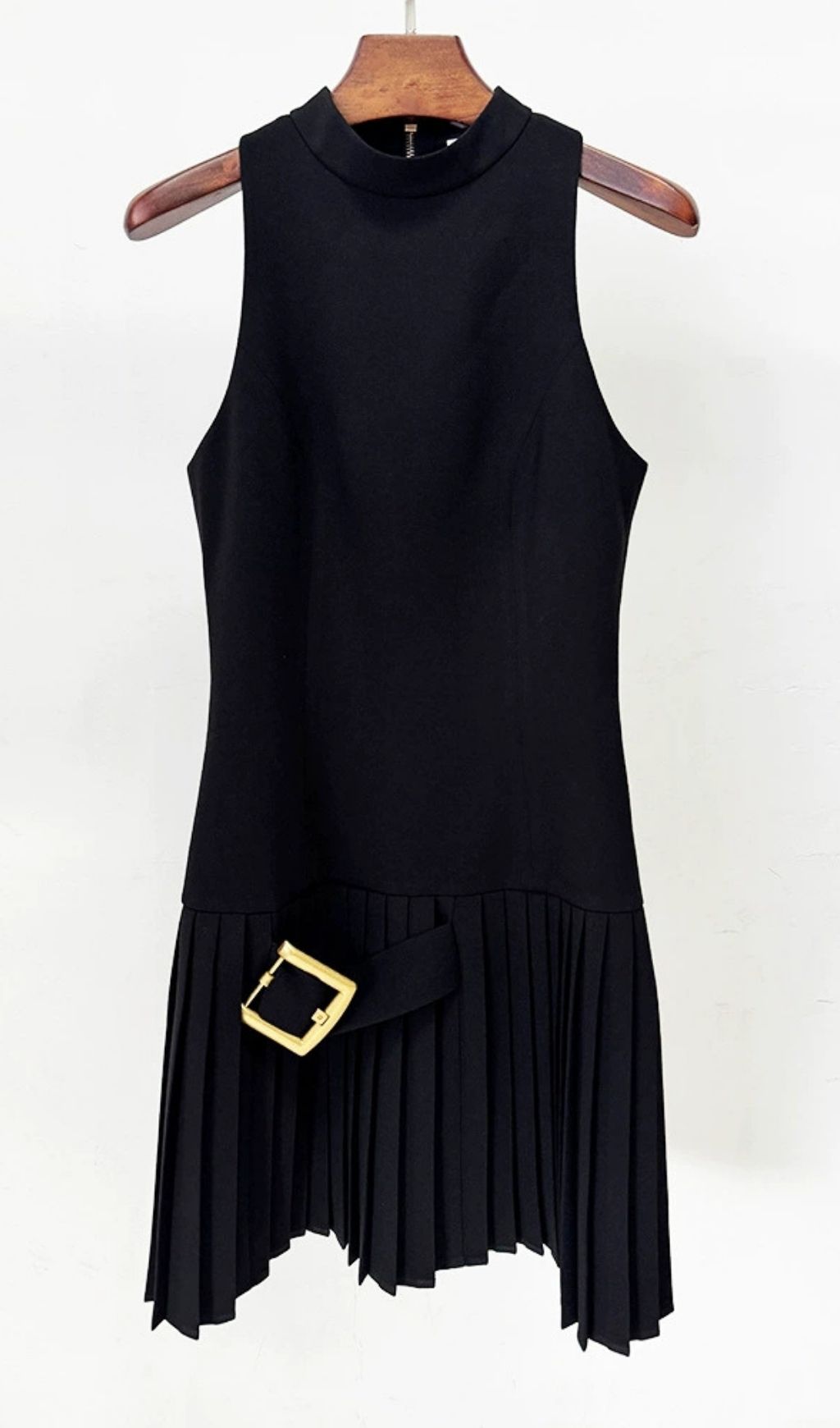 09226d248bff67b23ef9eeb8708cc1c7.jpg Fashionslee Women Kemi Black Sleeveless Pleated Mini Dress