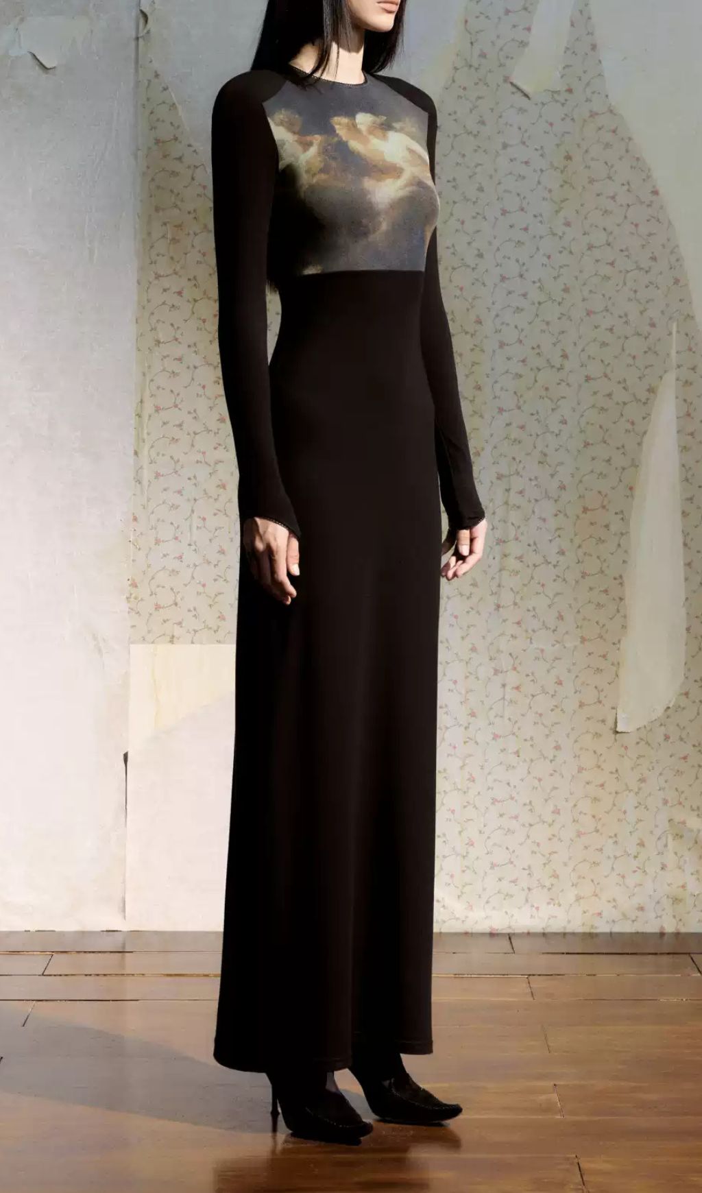 Fashionslee Women Juanita Black Long Sleeve Maxi Dress
