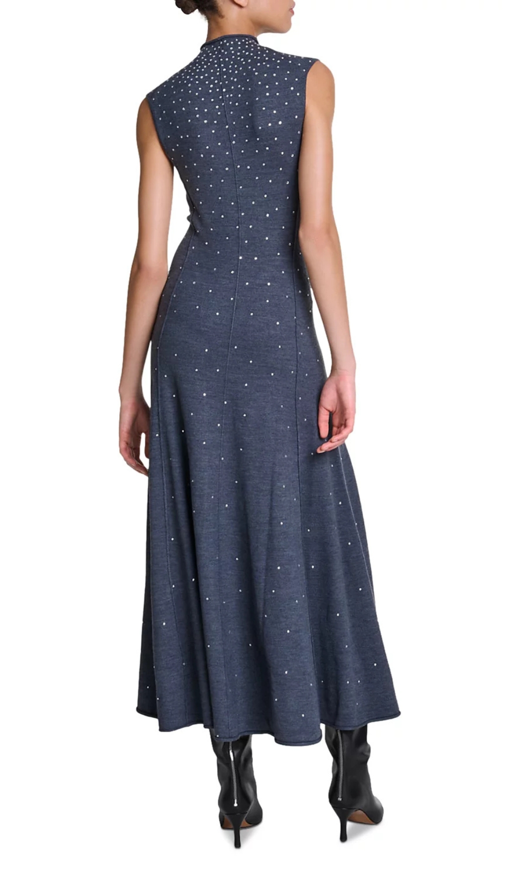 Fashionslee Women Ristrassy Rhinestone Knit Maxi Dress
