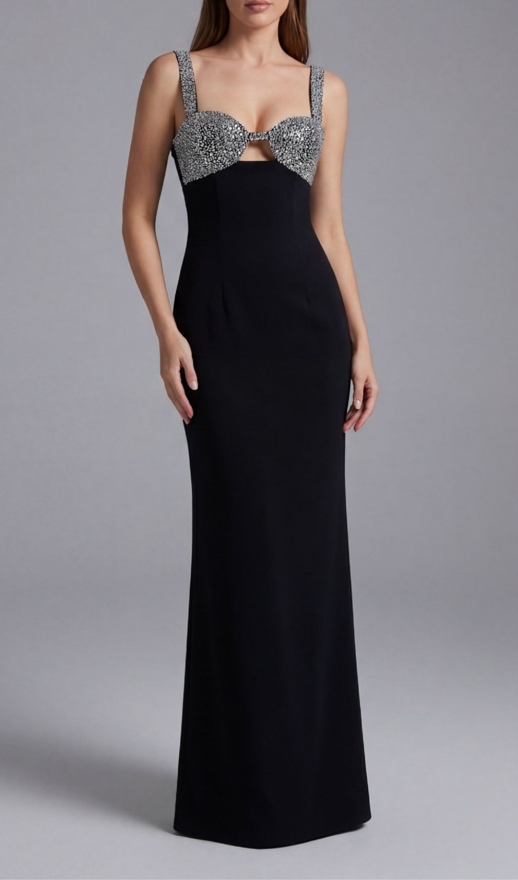 Fashionslee Women Kendall Black Strappy Diamante Embellished Maxi Dress