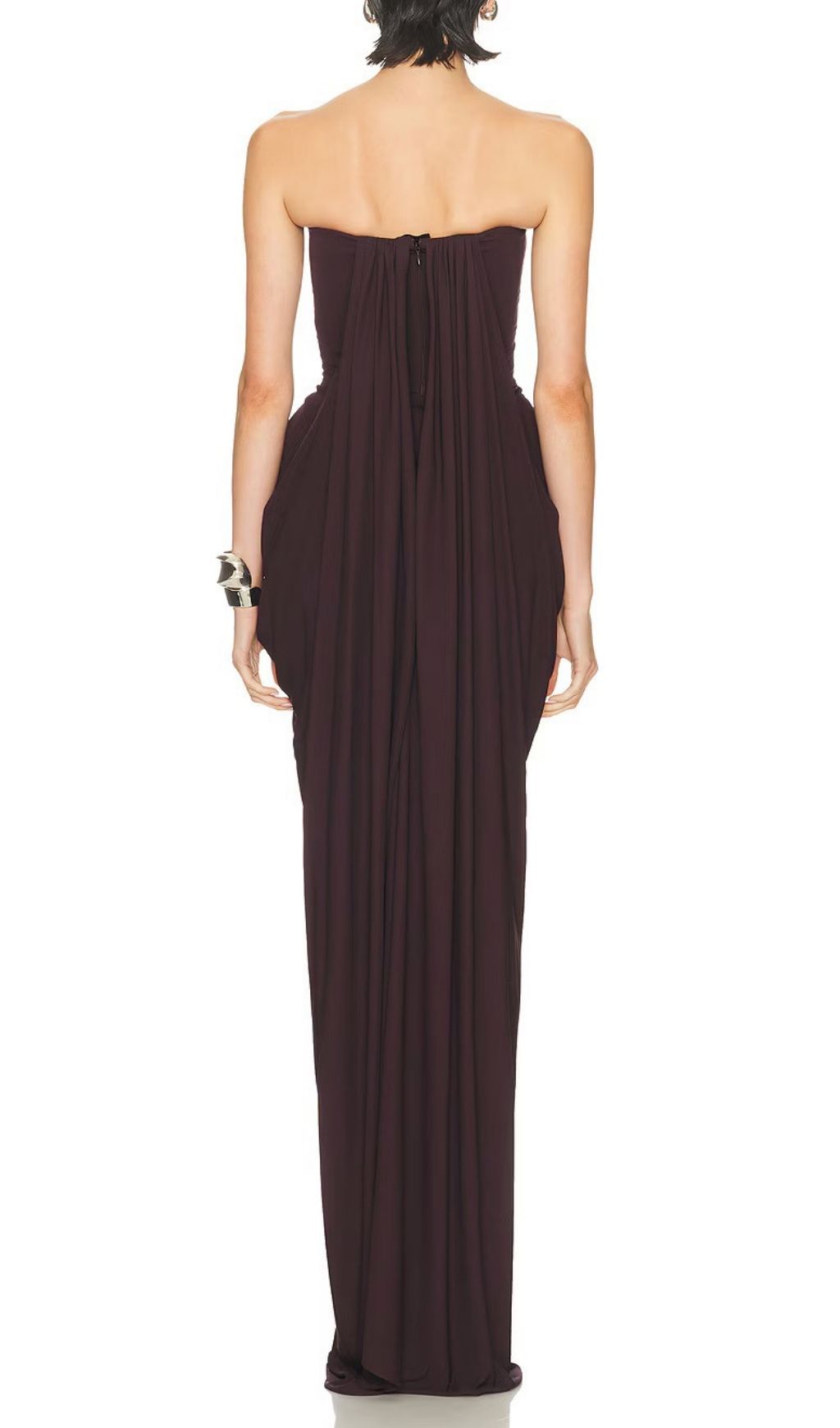 Fashionslee Women Katrice Coffee Strapless Ruched Maxi Dress