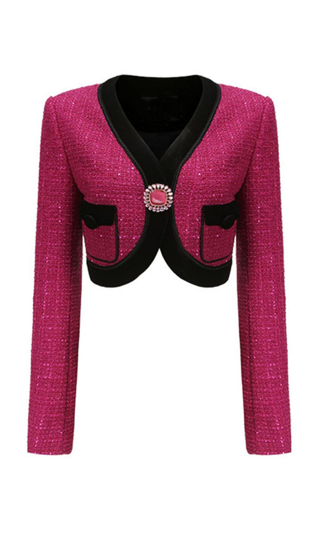 Fashionslee Women V Neck Long Sleeve Patchwork Button Vintage Short Coat