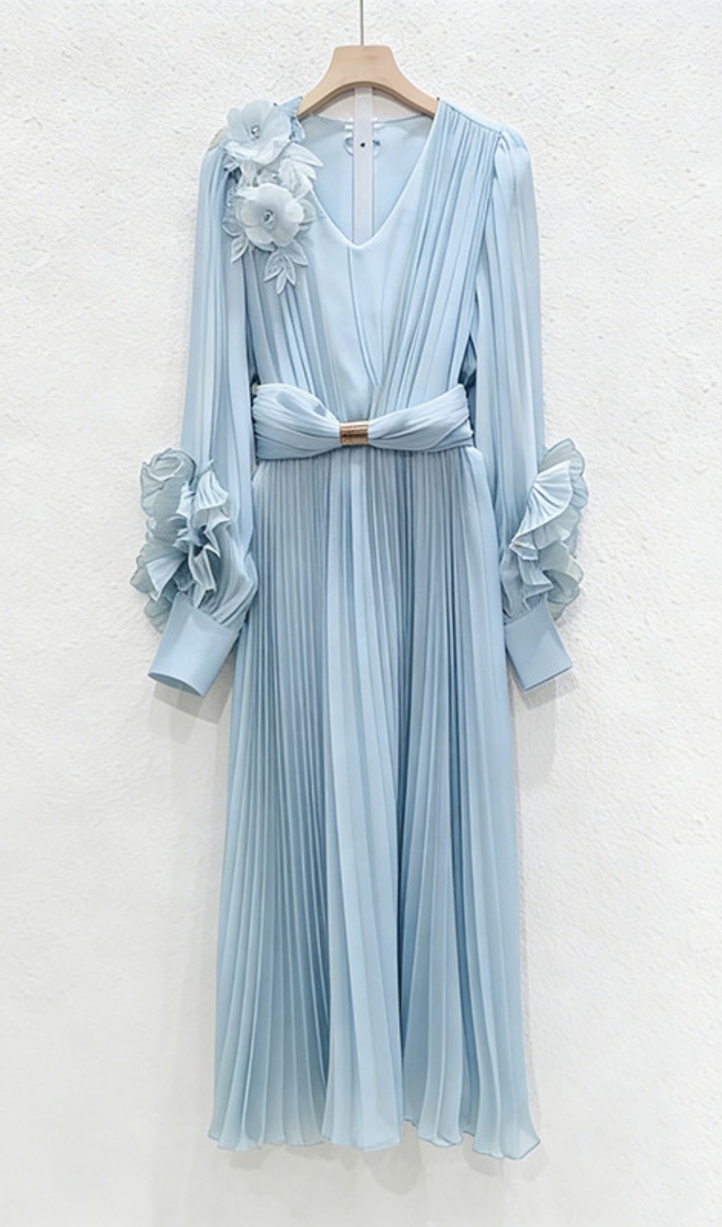 Fashionslee Women Khadija Long Sleeve Flower Pleated Maxi Dress