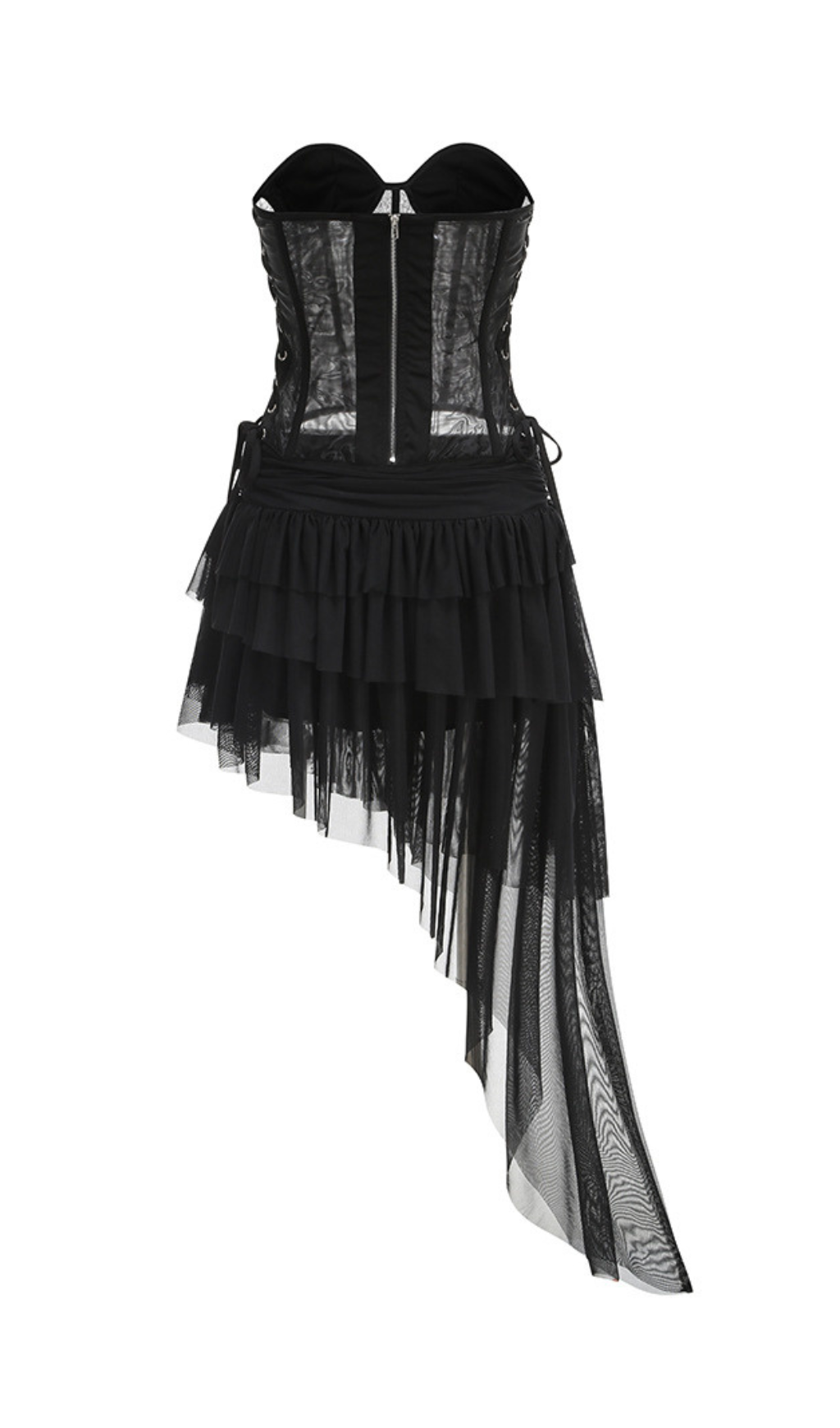 0993cea68a83c11906ef79360867eefd.png Fashionslee Women Gaetana Black Corset Top & Irregular Mesh Skirt Set