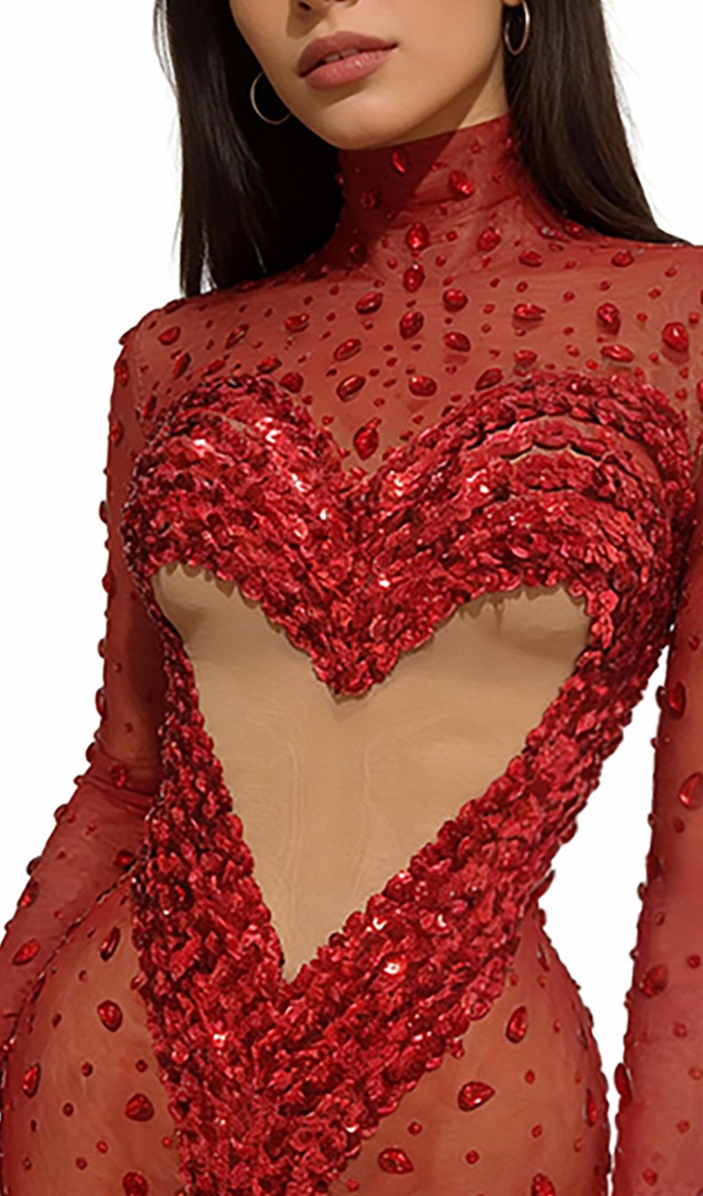 Fashionslee Women Jandina Red Sequin Diamante Mini Dress