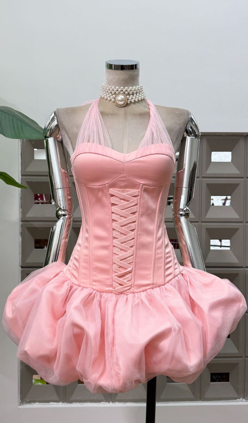 VIRAL PINK MESH HALTER MINI DRESS - OWNCI VIRAL PINK MESH HALTER MINI DRESS - OWNCI