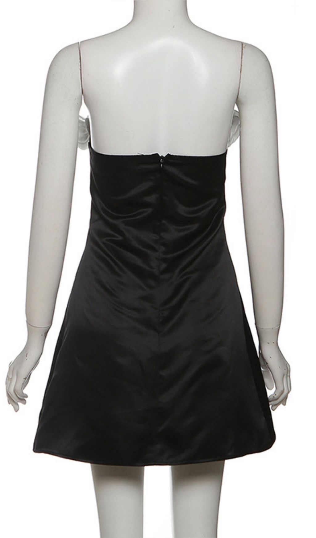 Fashionslee Women Ivanka Black Strapless Flower Corset A Line Mini Dress