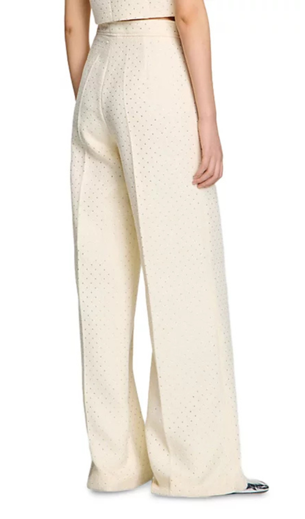 Fashionslee Women Tweed Rhinestone Trousers