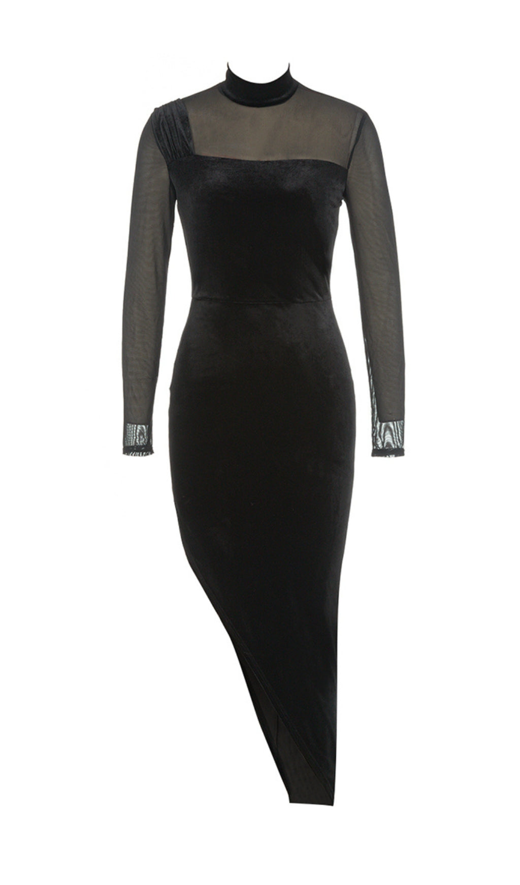 09e760b7576b31c349570c37899a696a.jpeg Fashionslee Women Alessia Black Mesh Velvet Midi Dress