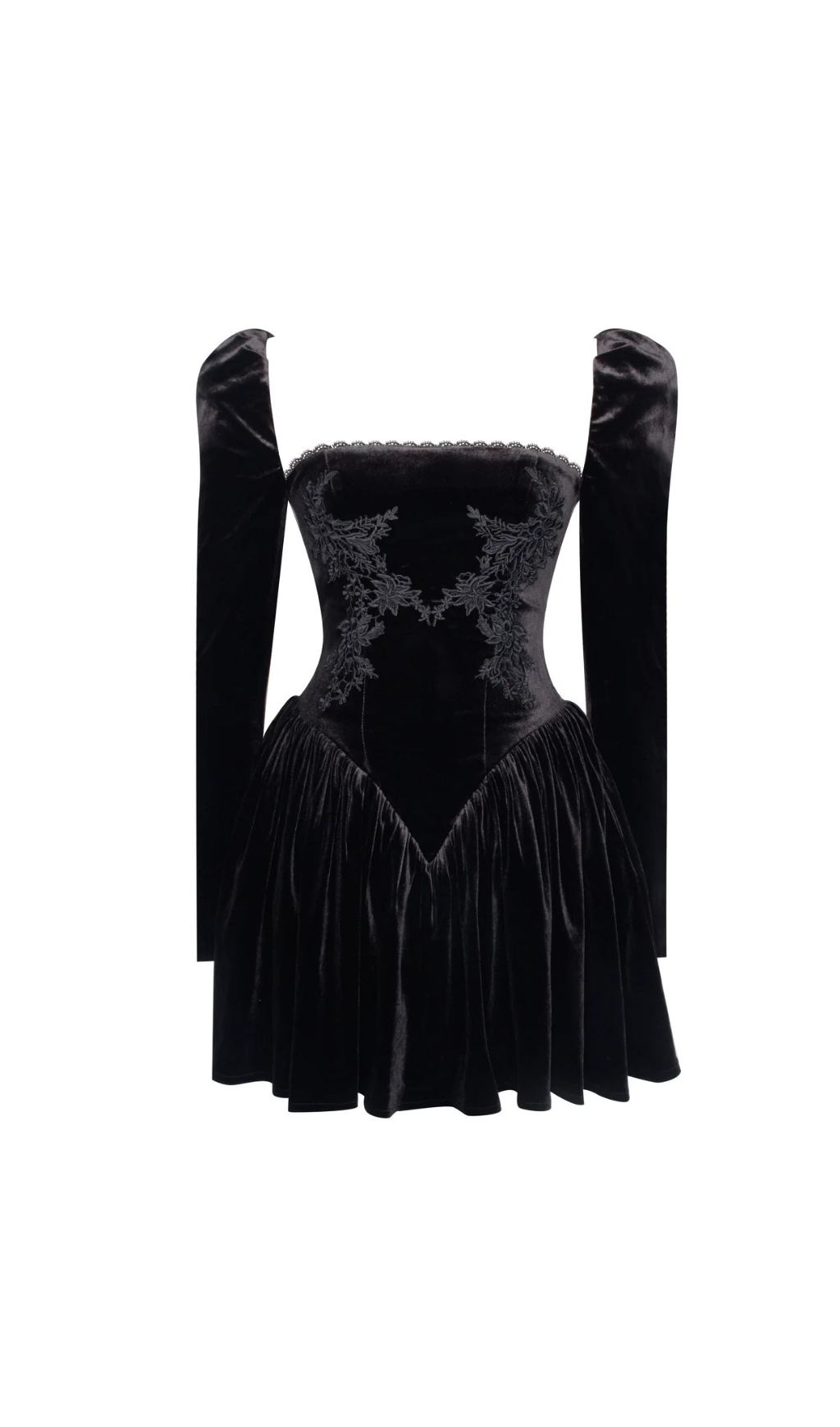 Fashionslee Women Carlyn Black Long Sleeve Velvet Mini Dress