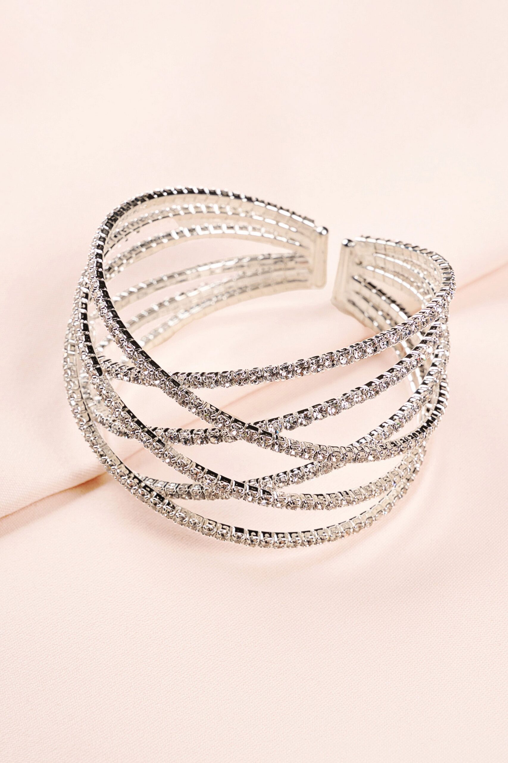 09fe4b9668c3e15ab8ba8f55014c200e.jpeg Fashionslee Women Silver Diamante Layered Cuff Bracelet