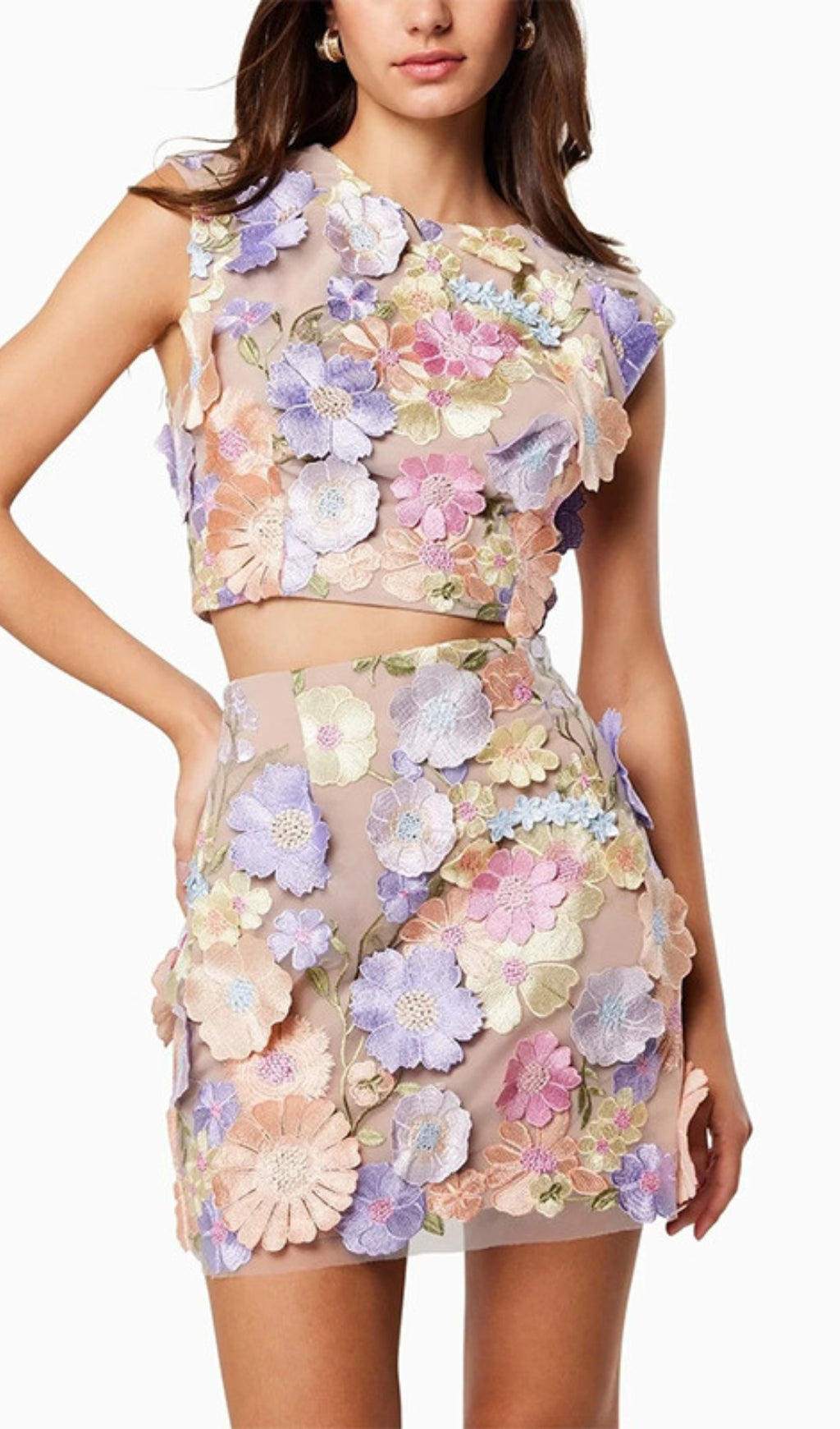 Fashionslee Women Aaden 3D Flower Embellished Skirt Set