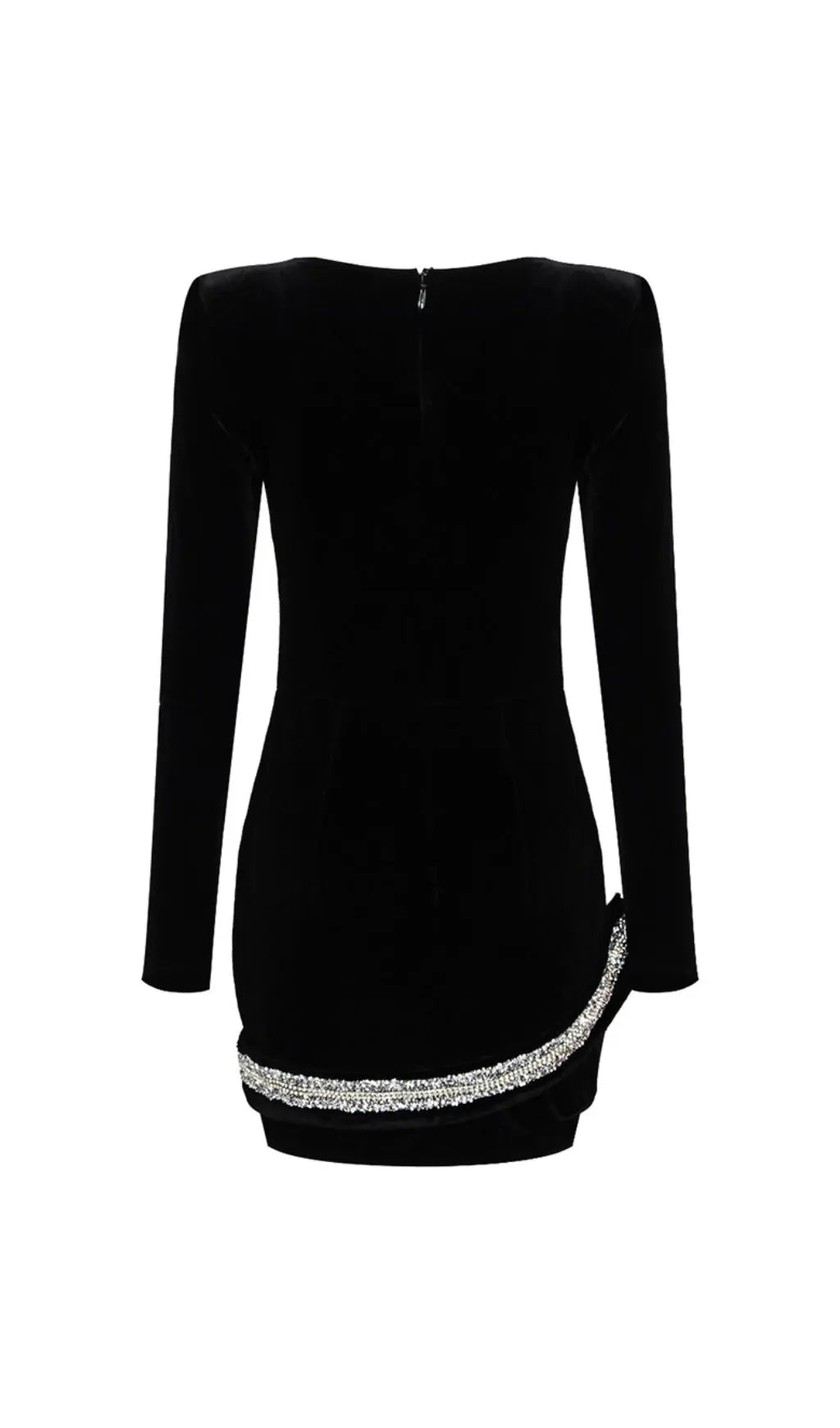 0a3d65f7e6245db0a73ad2ddf42d8e94.jpeg Fashionslee Women Rhinestone Serpenta Deep-V Velvet Mini Dress