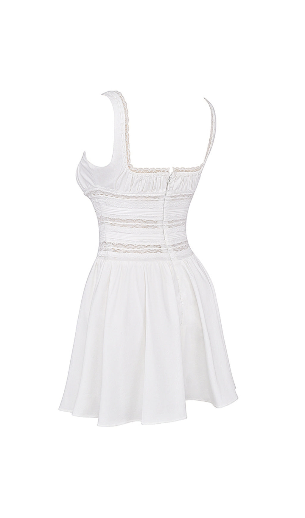 0a81ba92517b5cafd68392a4129f56e2.jpeg Fashionslee Women White Lace Trim Mini Dress