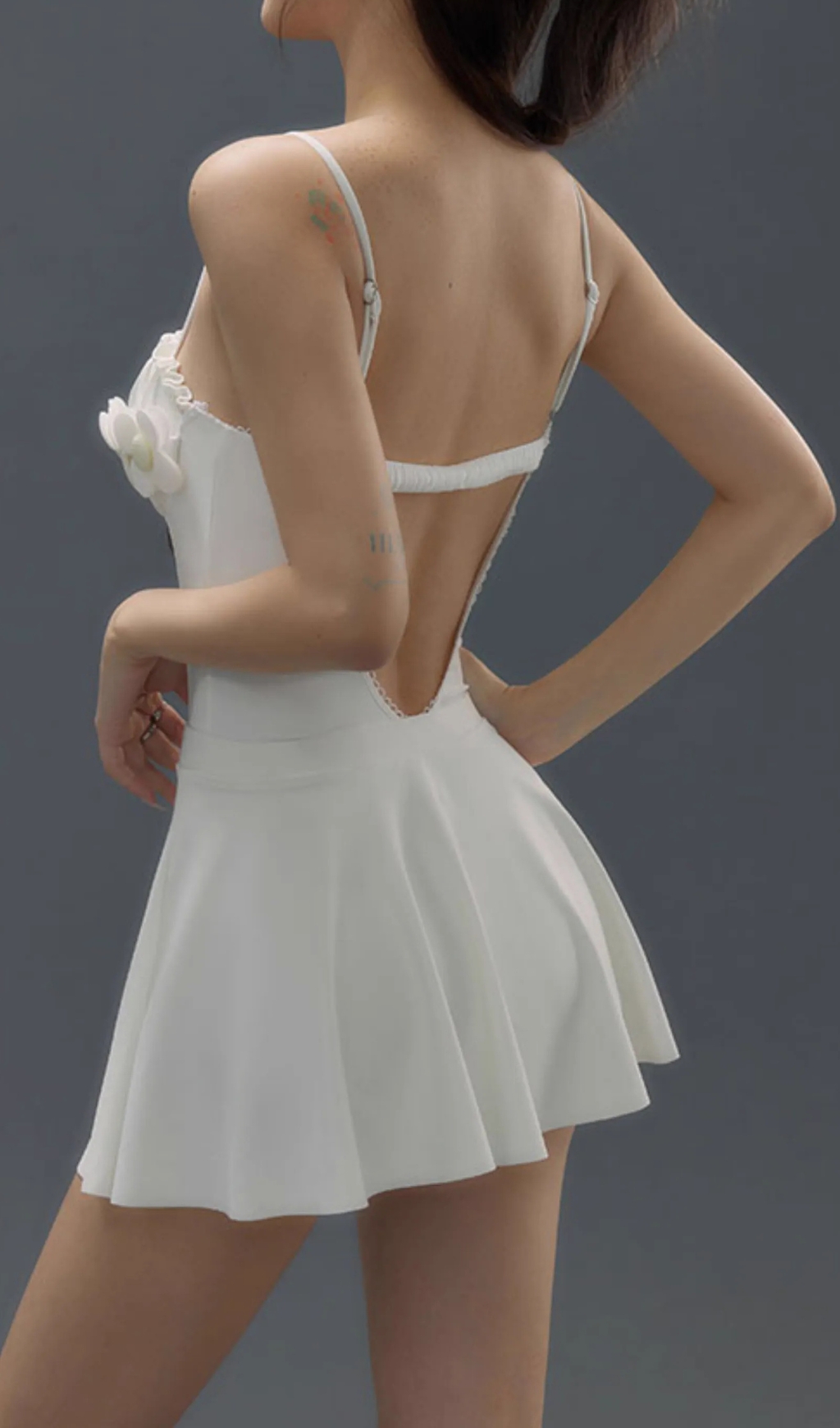 Fashionslee Women Deance White Flower One-Piece Swimsuit & Skirt