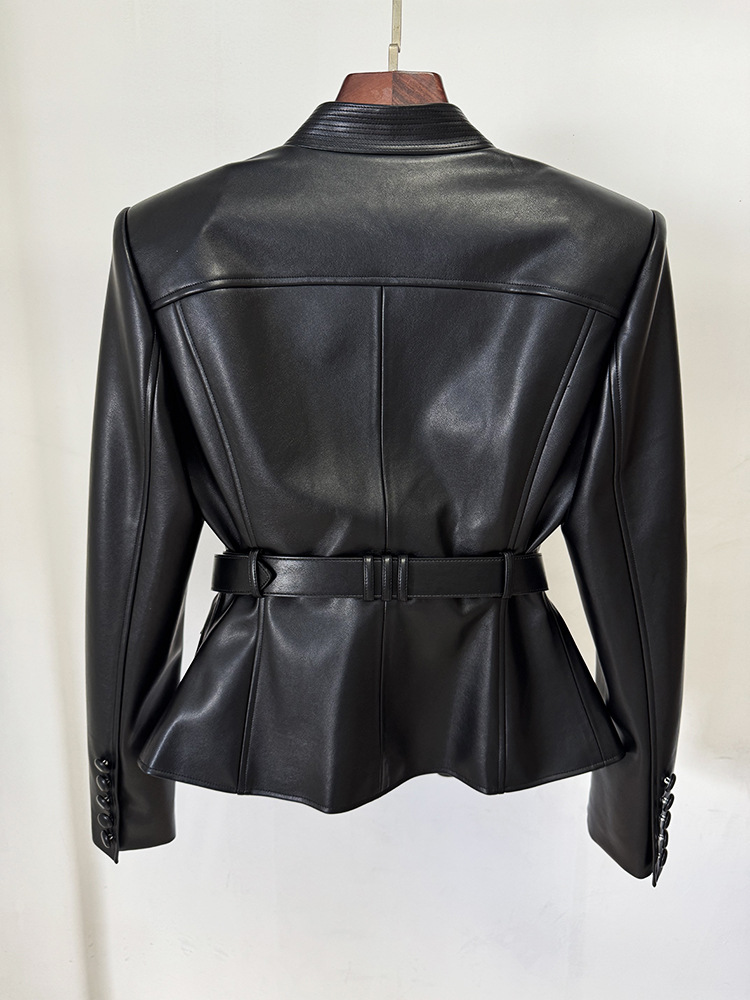 0addcb78b5ab5d00c1c97a817cdaa79d.jpg Fashionslee Women Gustavo Black Belt Jacket