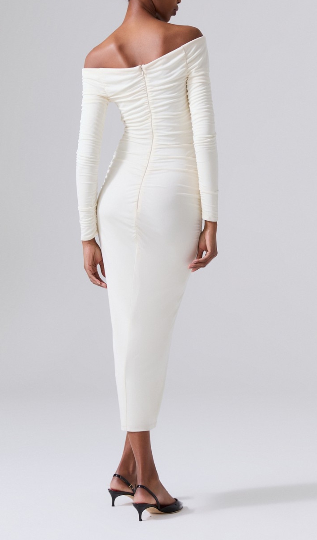 Fashionslee Women Coryn White Long Sleeve Midi Dress