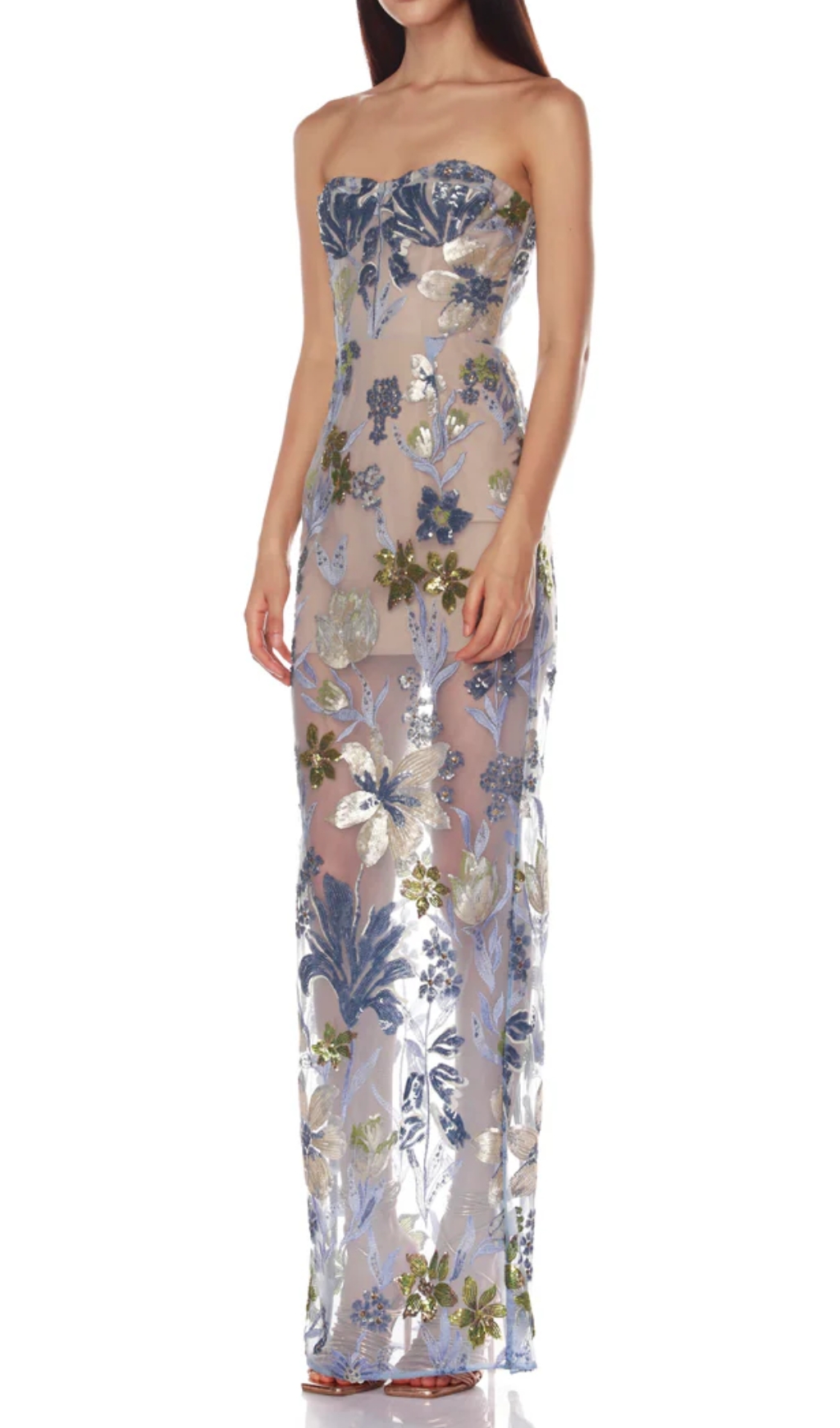 VIRAL BLUE SEQUIN STRAPLESS MAXI DRESS - OWNCI VIRAL BLUE SEQUIN STRAPLESS MAXI DRESS - OWNCI