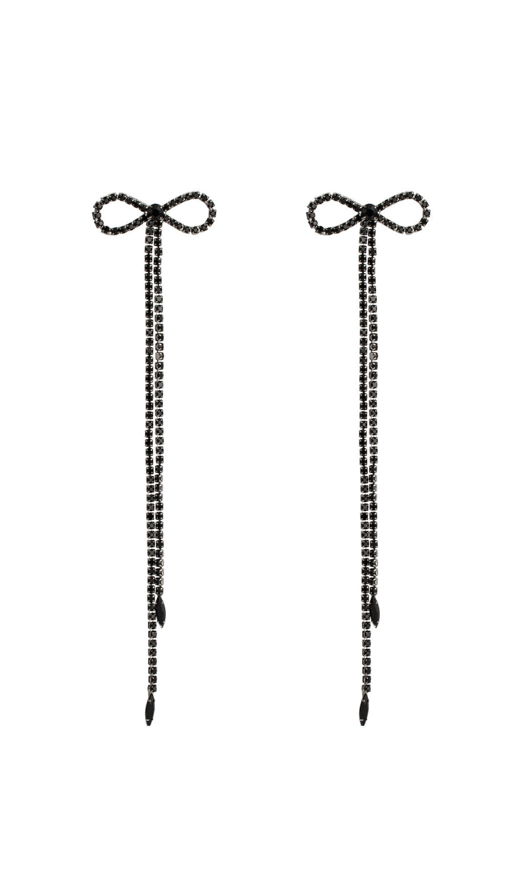 Fashionslee Women Rhinestone Bow Long Chain Earrings