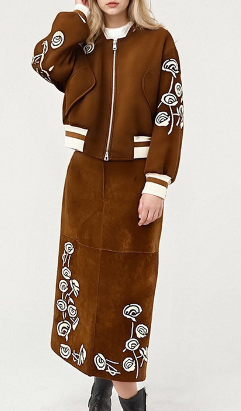 Fashionslee Women Huda Brown Two-Piece Set