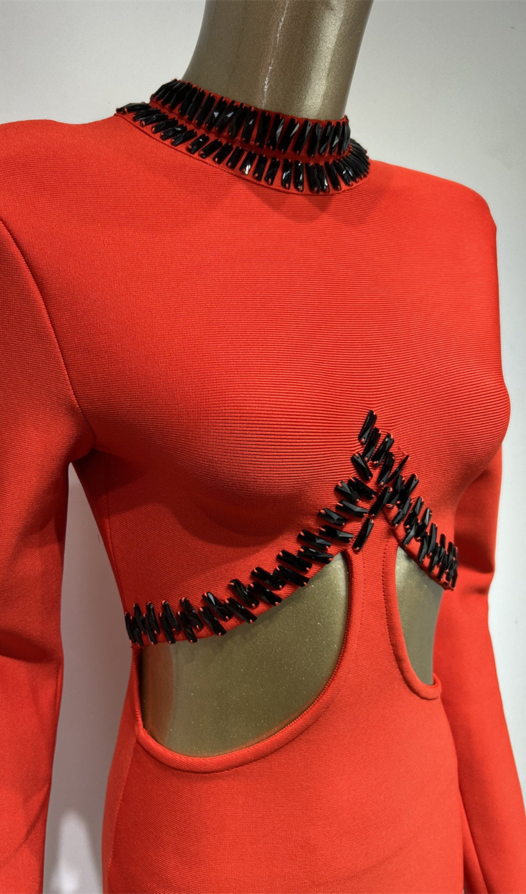 Fashionslee Women Agim Rhinestone Feather Bandage Dress