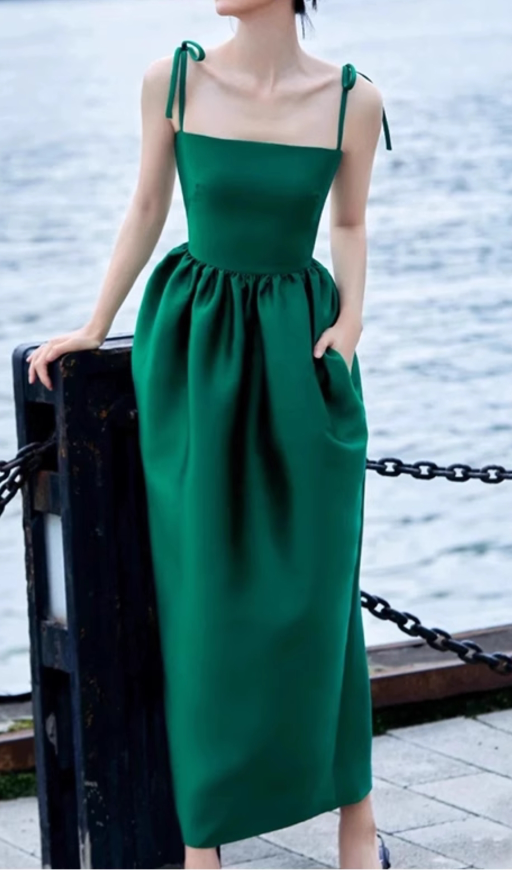 Fashionslee Women Dotty Green Midi Dress