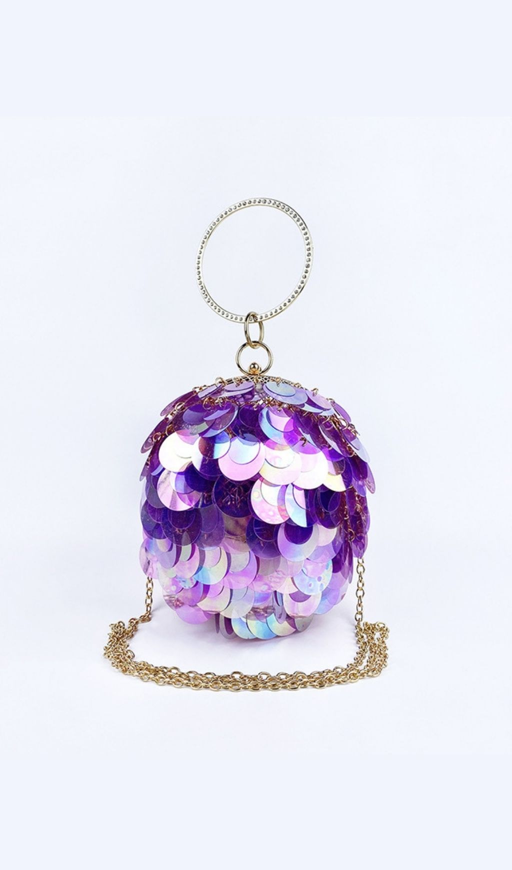 0bc658b4b829255454300f01cda64e2c.jpg Fashionslee Women Adaiba Purple Ball Sequin Bag