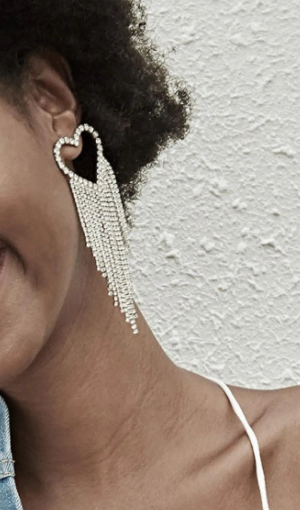 Fashionslee Women Sliver Rhinestone Tassel Earrings