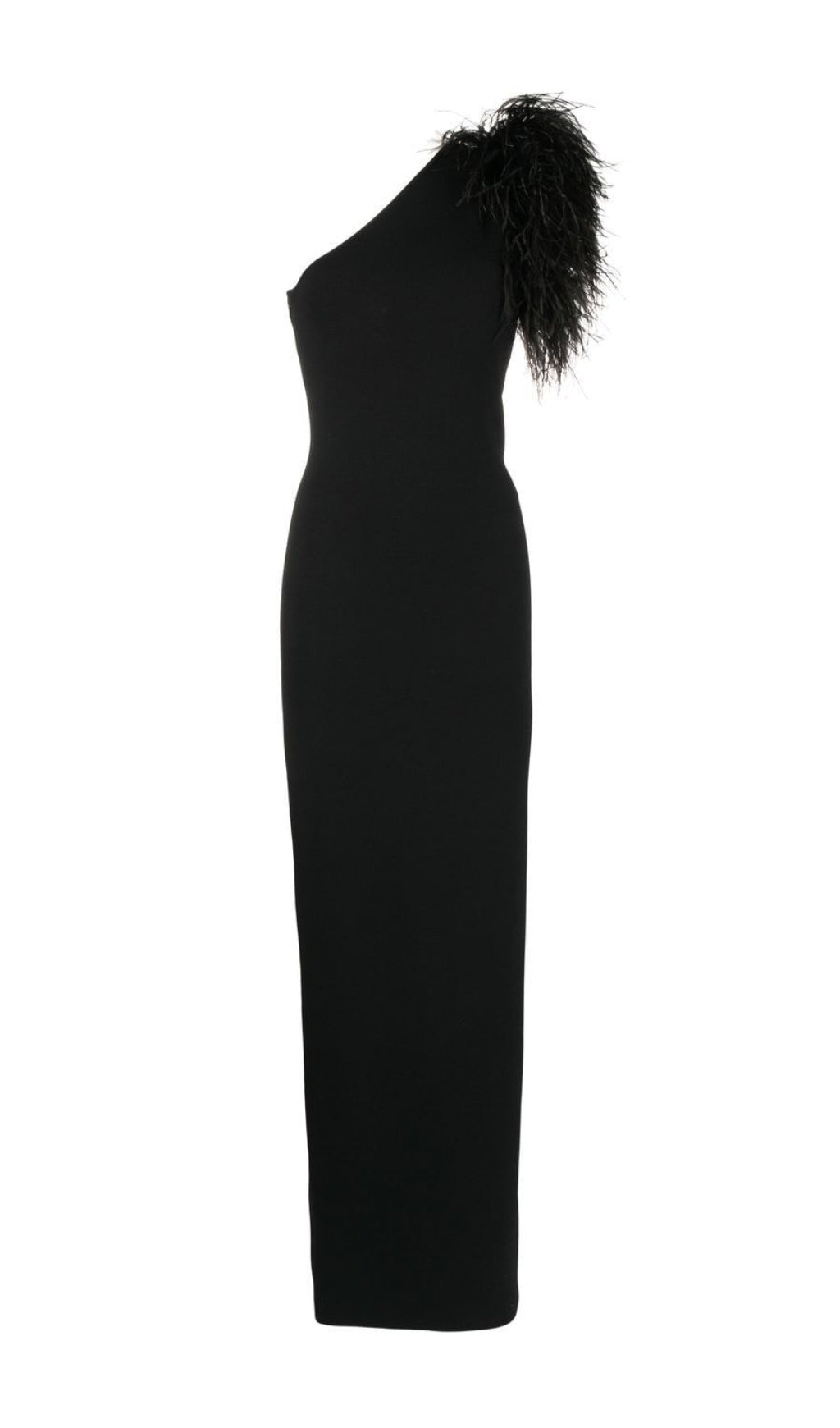0bf355cc3c245511ad1add45b5e11a5d.jpeg Fashionslee Women Black One-Shoulder Feather Maxi Dress