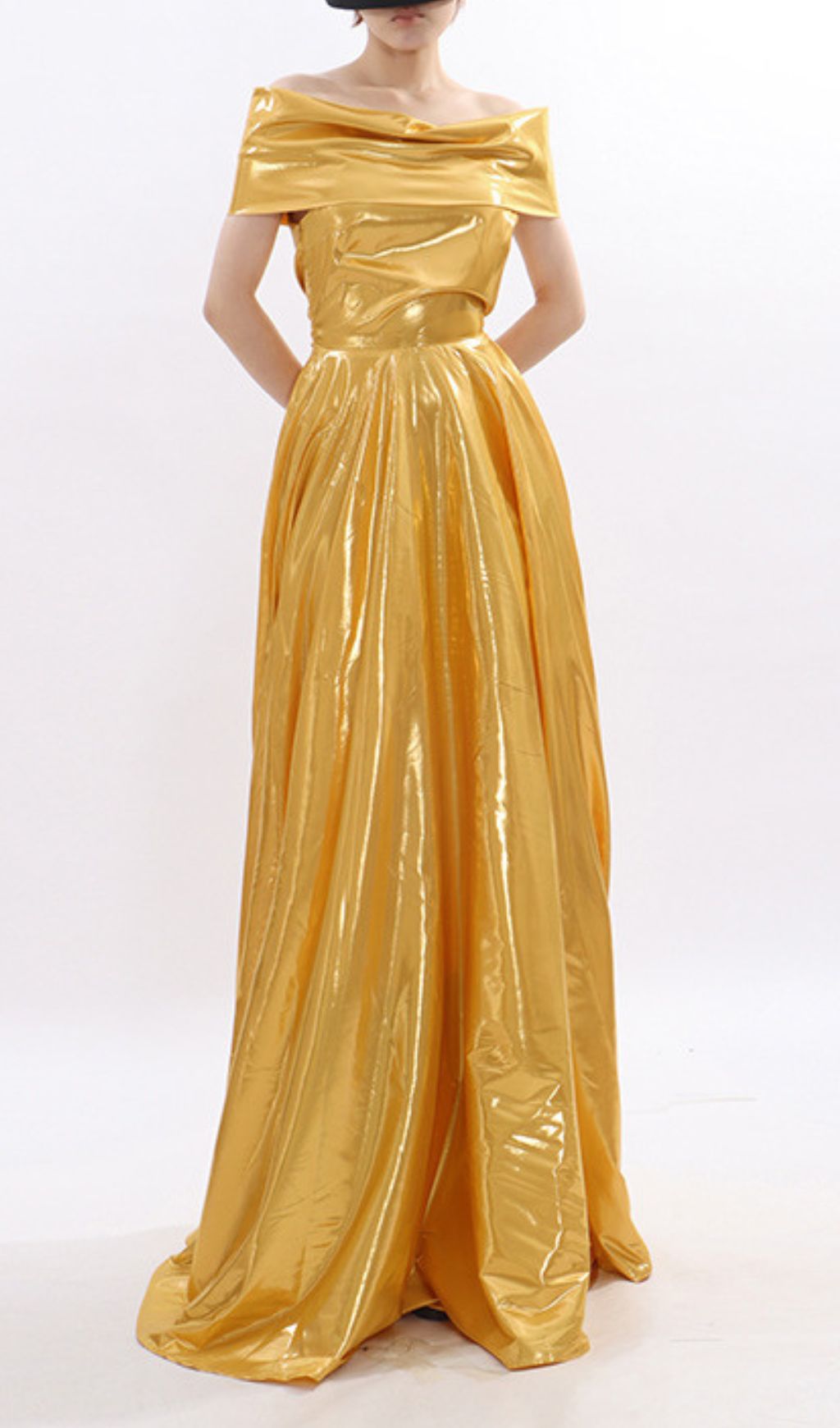 Fashionslee Women Kaliska Gold Off-Shoulder Maxi Dress