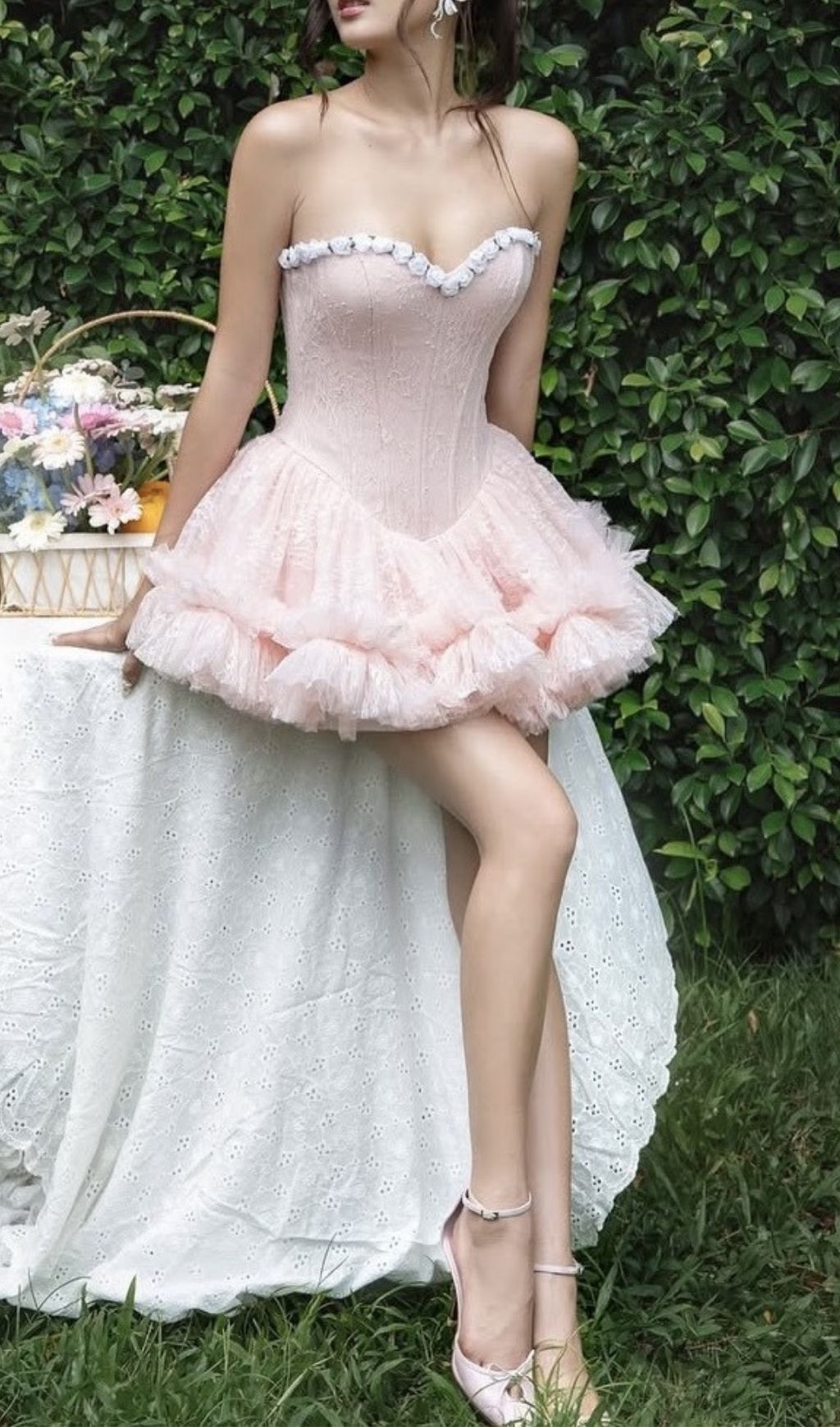 0c38b36afc11a113db05e9d0ca4f1fed.jpg Fashionslee Women Karmina Pink Strapless Lace Corset Mini Dress