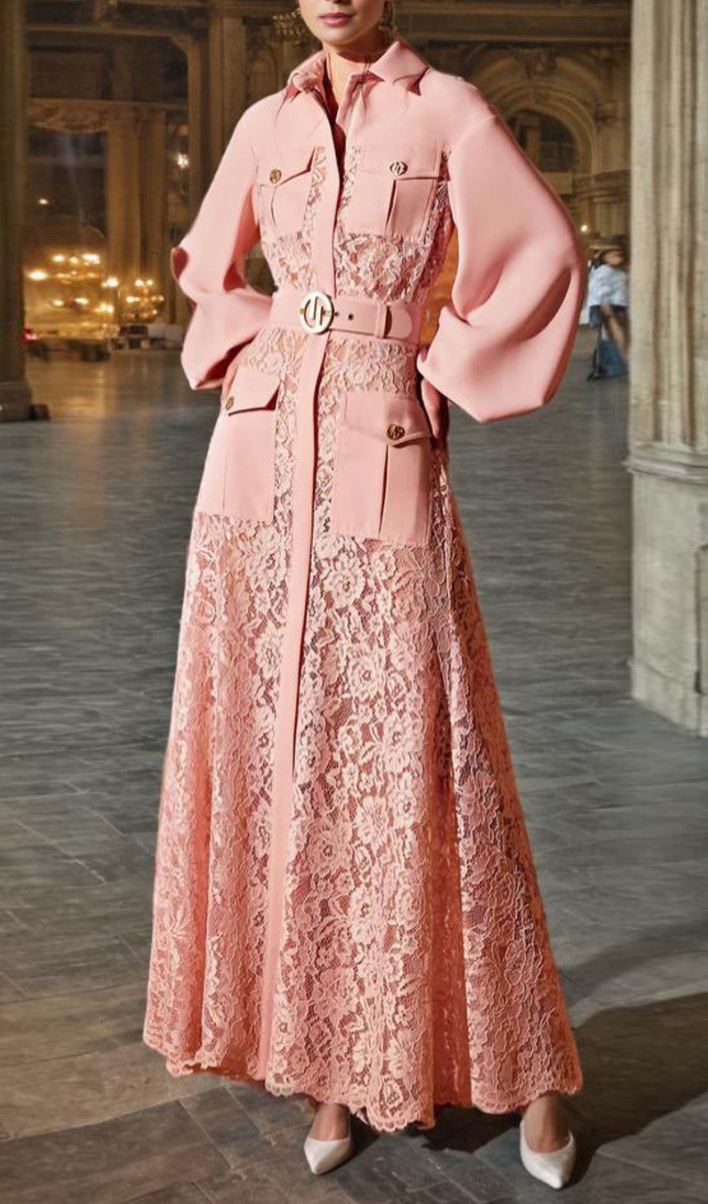 Fashionslee Women Carissa Embroidery Belt Long Sleeve Maxi Dress