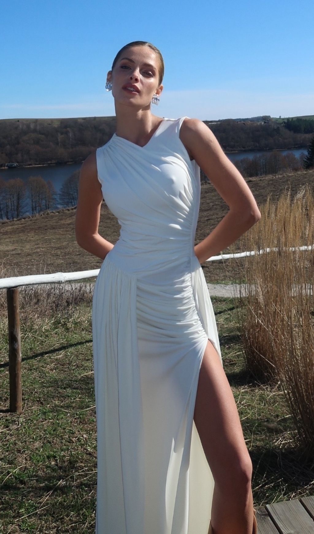 Fashionslee Women Hisako Sleeveless Ruched Maxi Dress