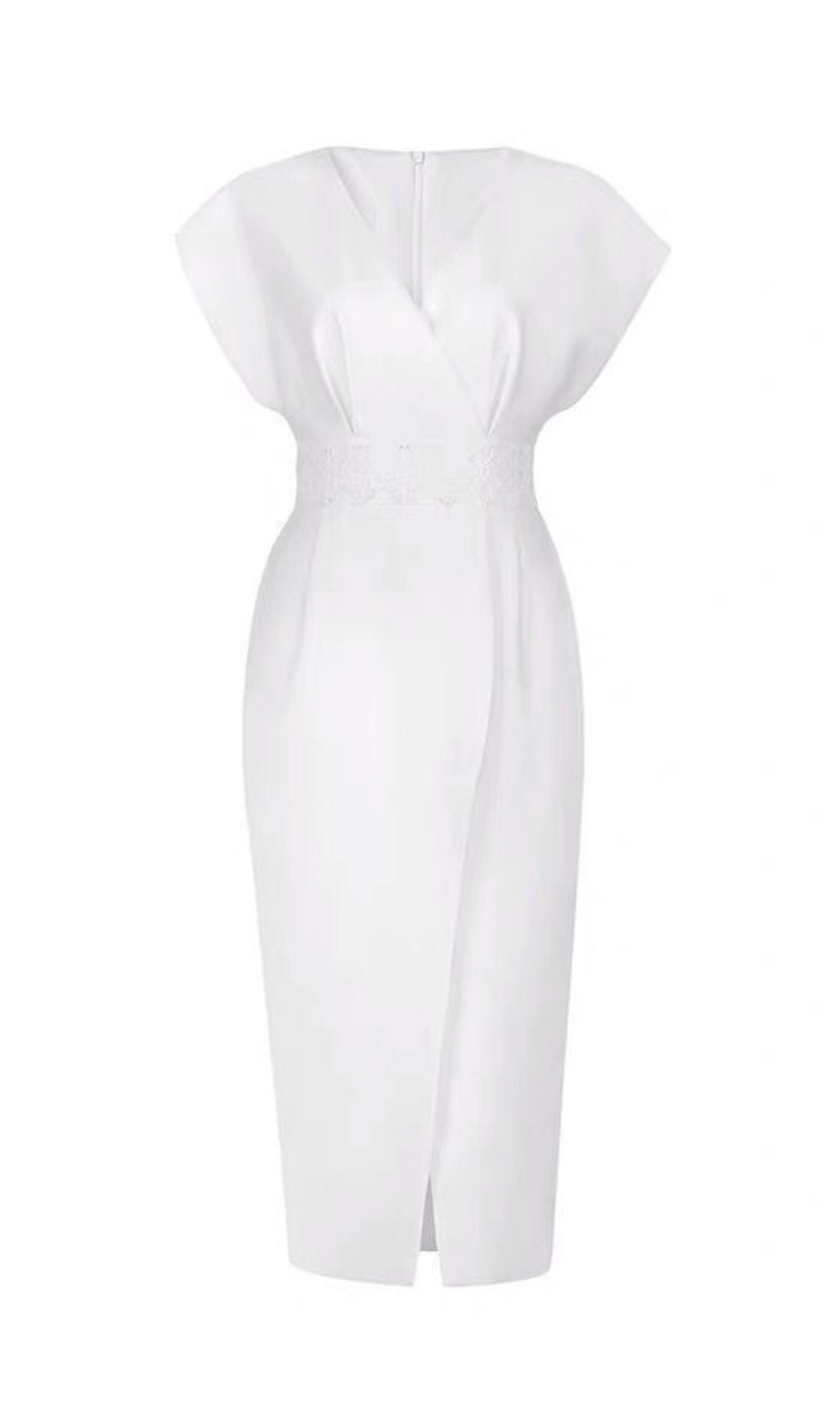0c5b5c2c052c7f174bcb0b74782a8715.jpg Fashionslee Women Bogda White V-Neck Midi Dress